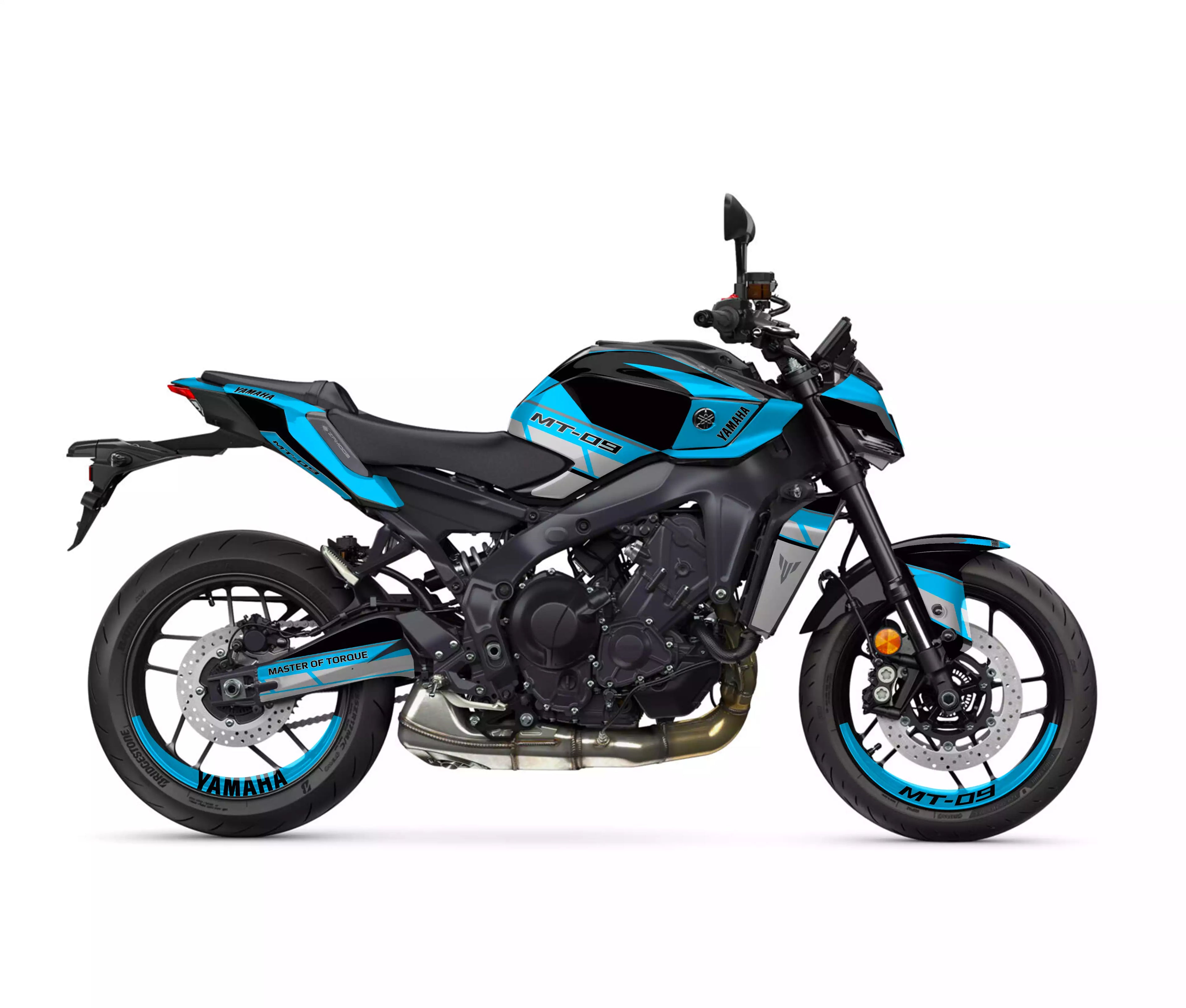 kit grafiche per mt 09 2024 - 2025 ciano nero