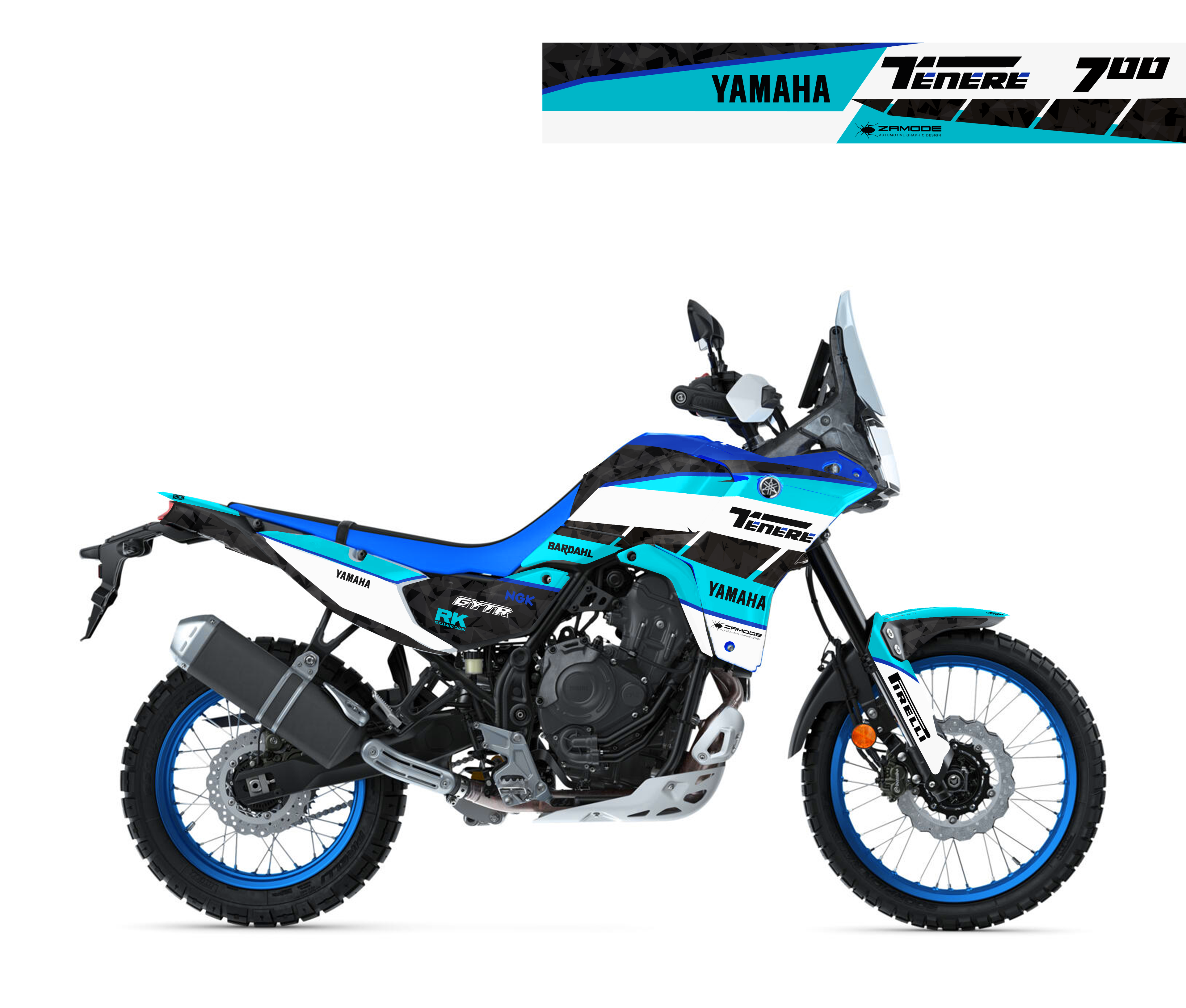 kit grafiche Yamaha Tenere 700 2025 ciano blu