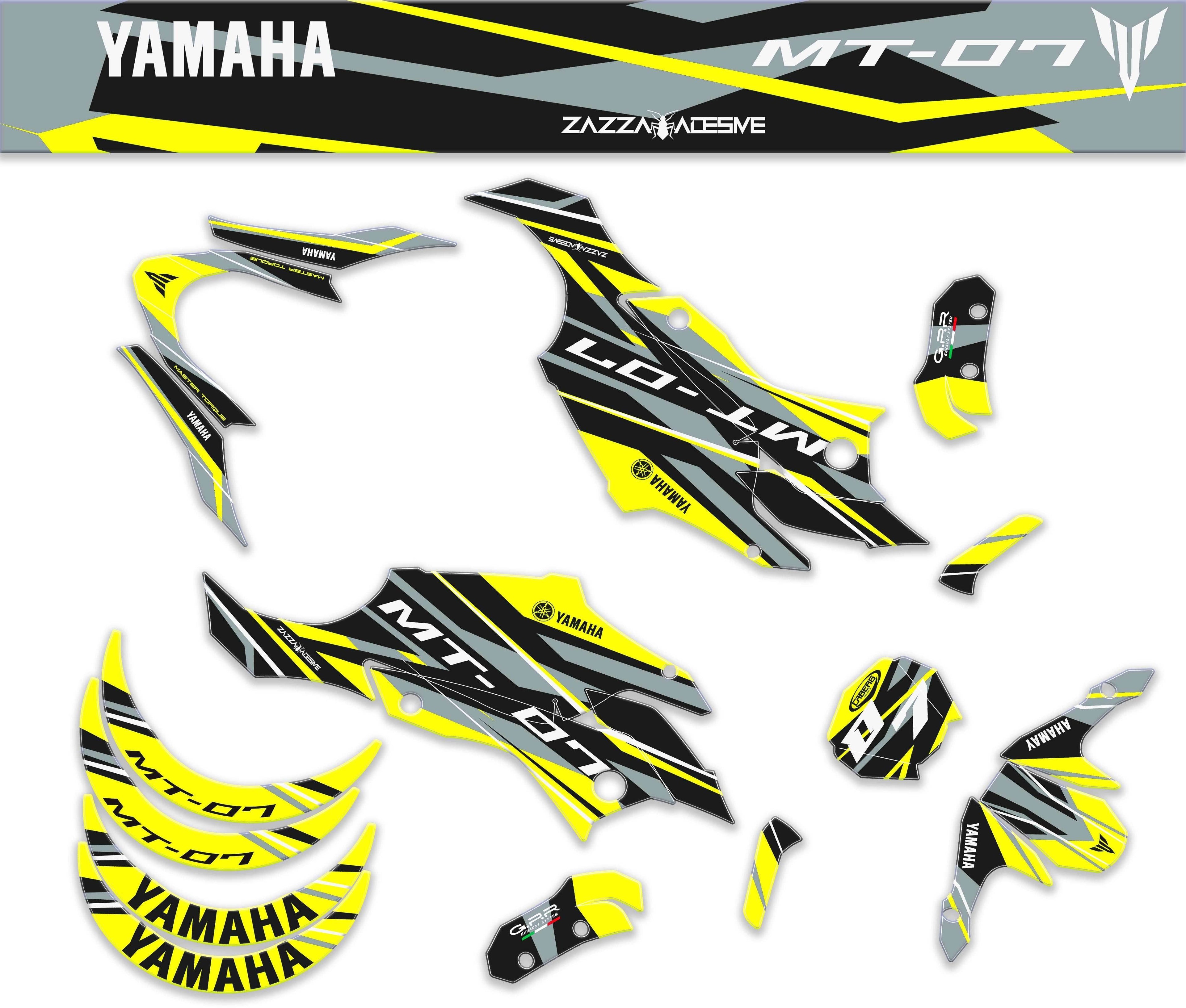 kit grafiche per mt 07 2014 - 2017 giallo grigio - Zamode