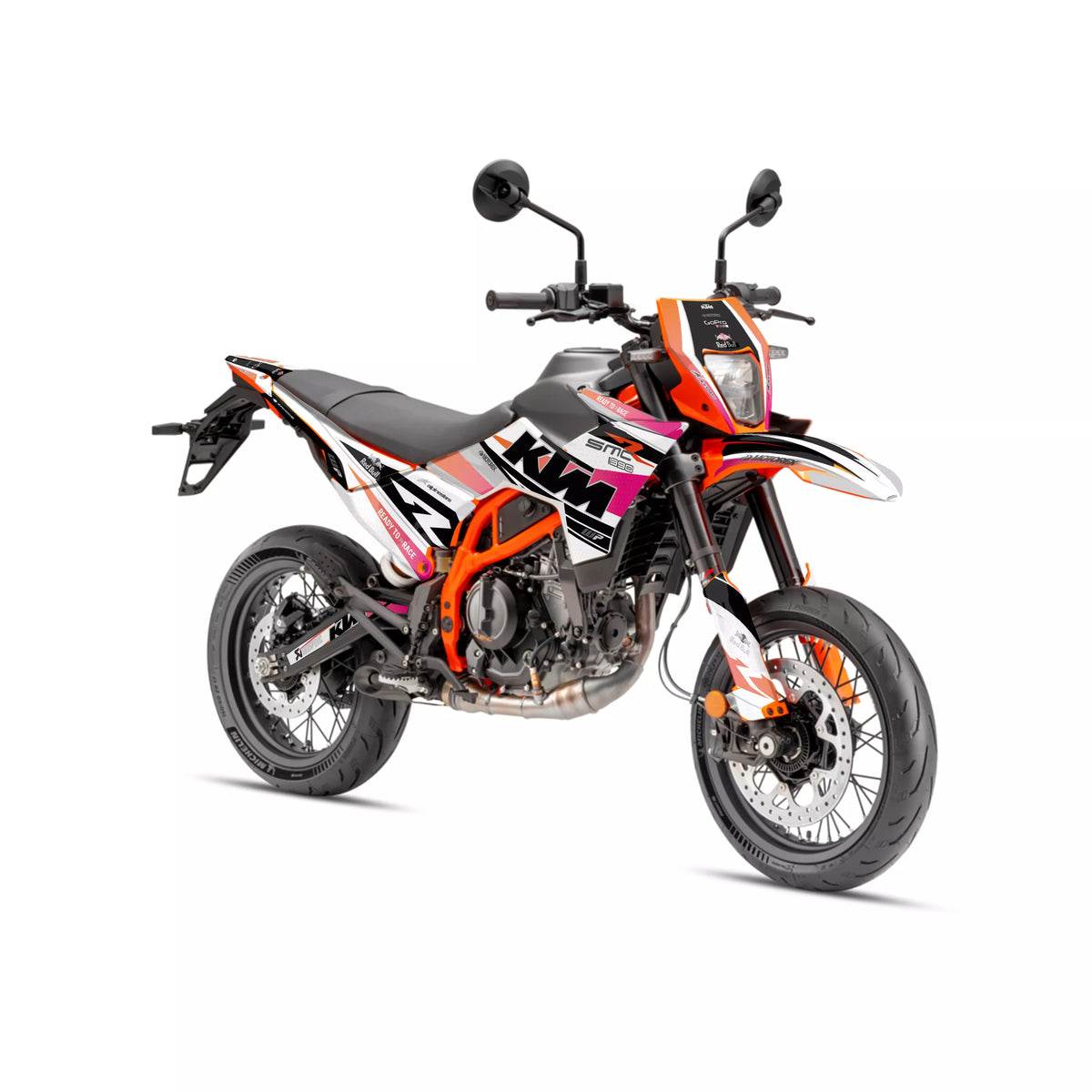 kit grafiche ORION BIANCO FUCSIA per ktm 390 SMC-R ENDURO-R 2025 2026