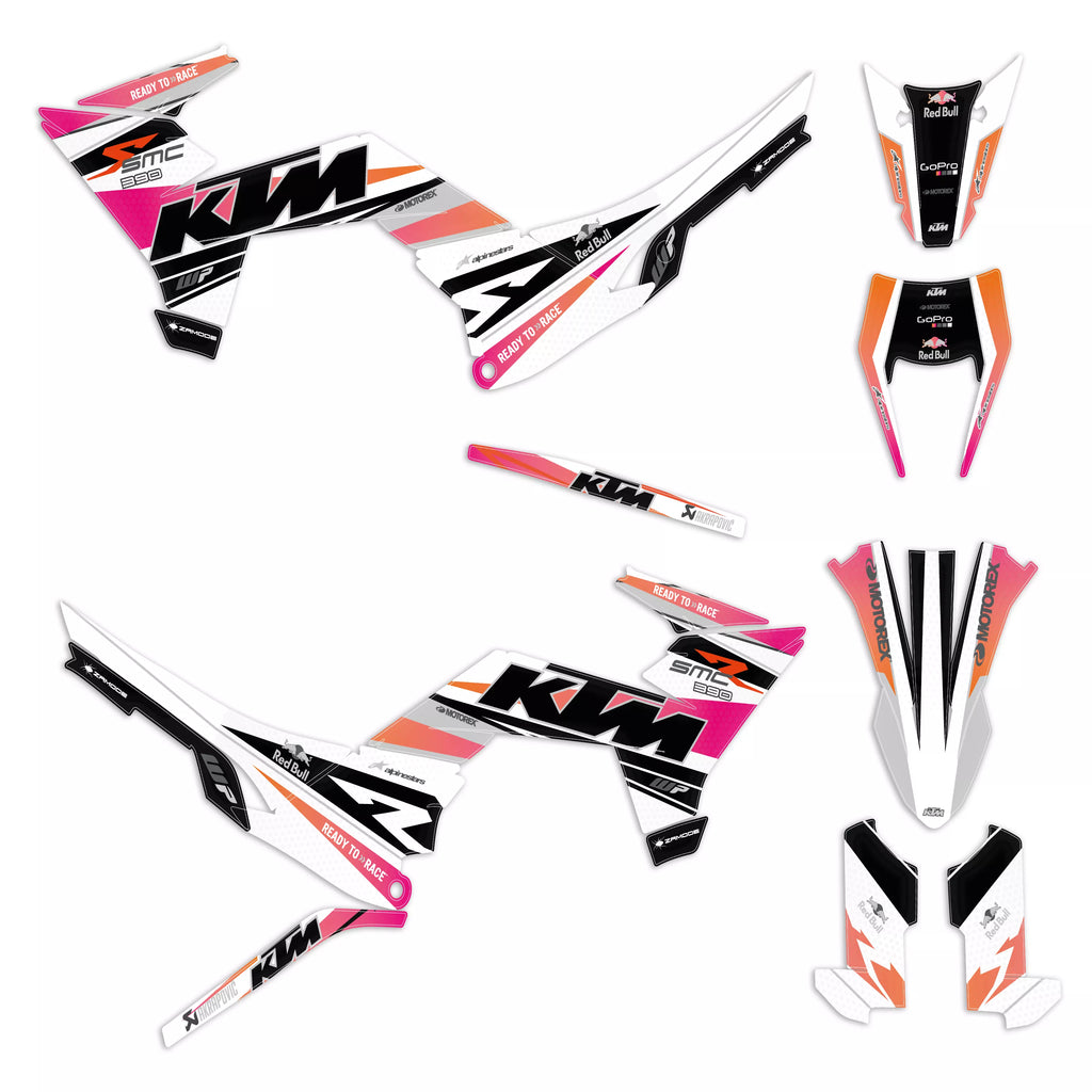 kit grafiche ORION BIANCO FUCSIA per ktm 390 SMC-R ENDURO-R 2025 2026