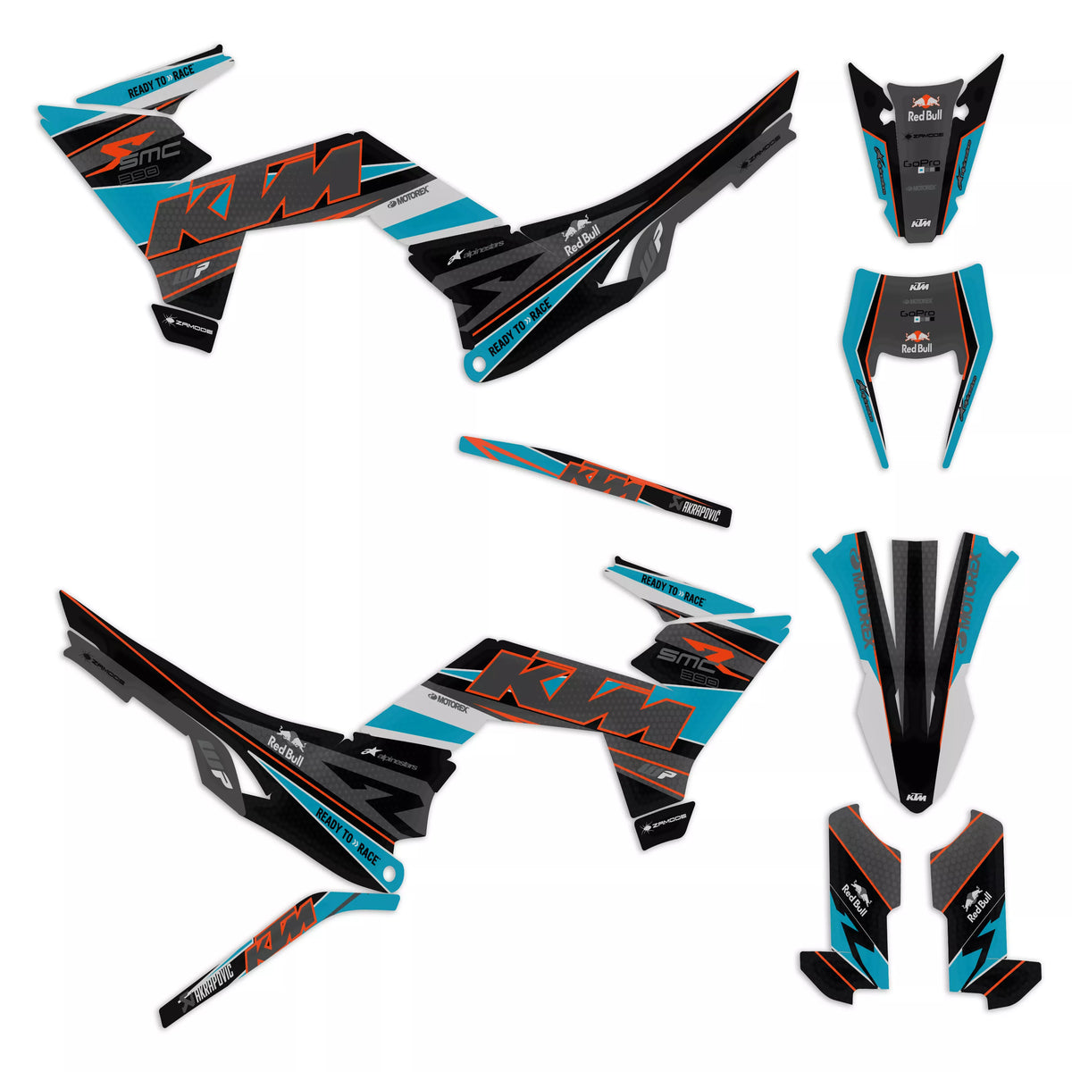 kit grafiche ORION NERO AZZURRO per ktm 390 SMC-R ENDURO-R 2025 2026