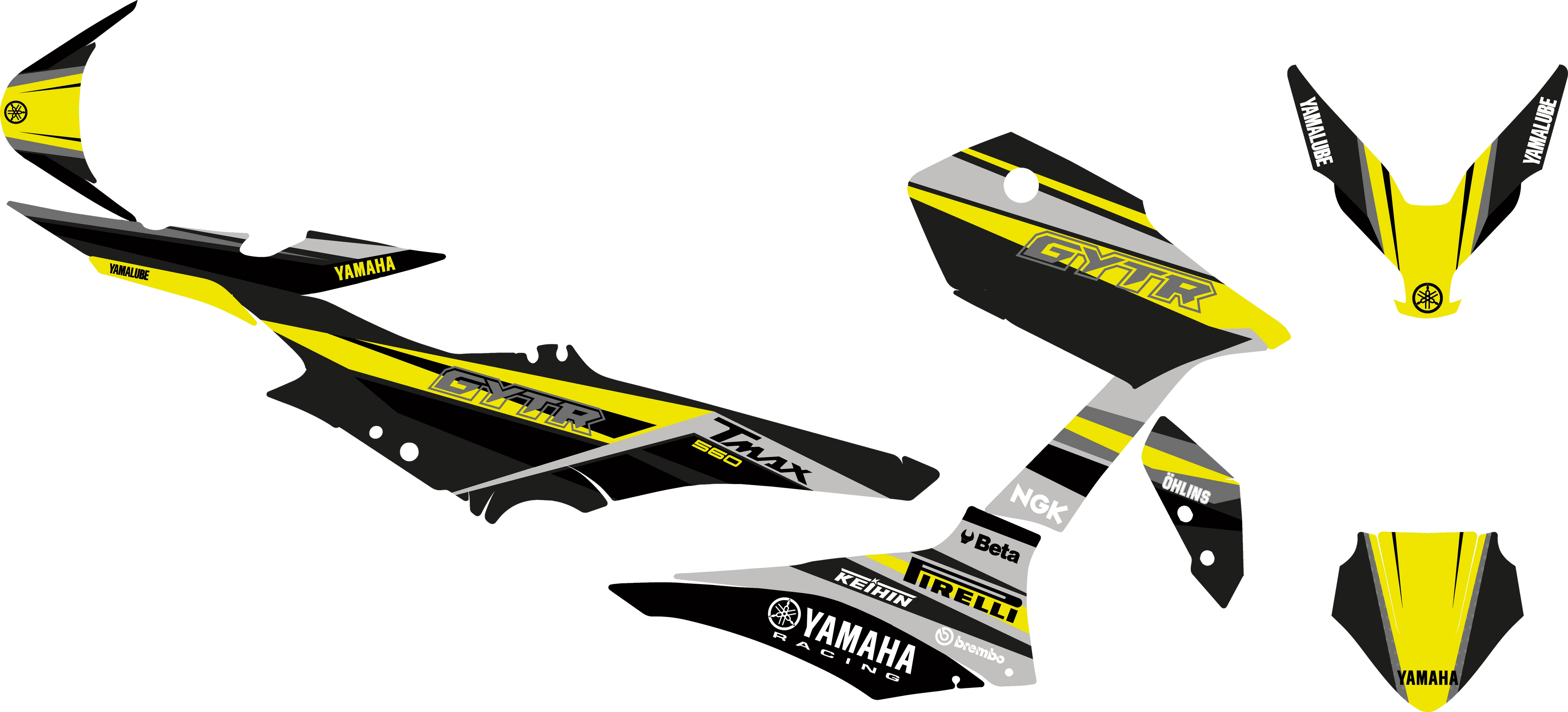 kit grafiche Yamaha T-Max 2022 - 2025 giallo nero - Zamode