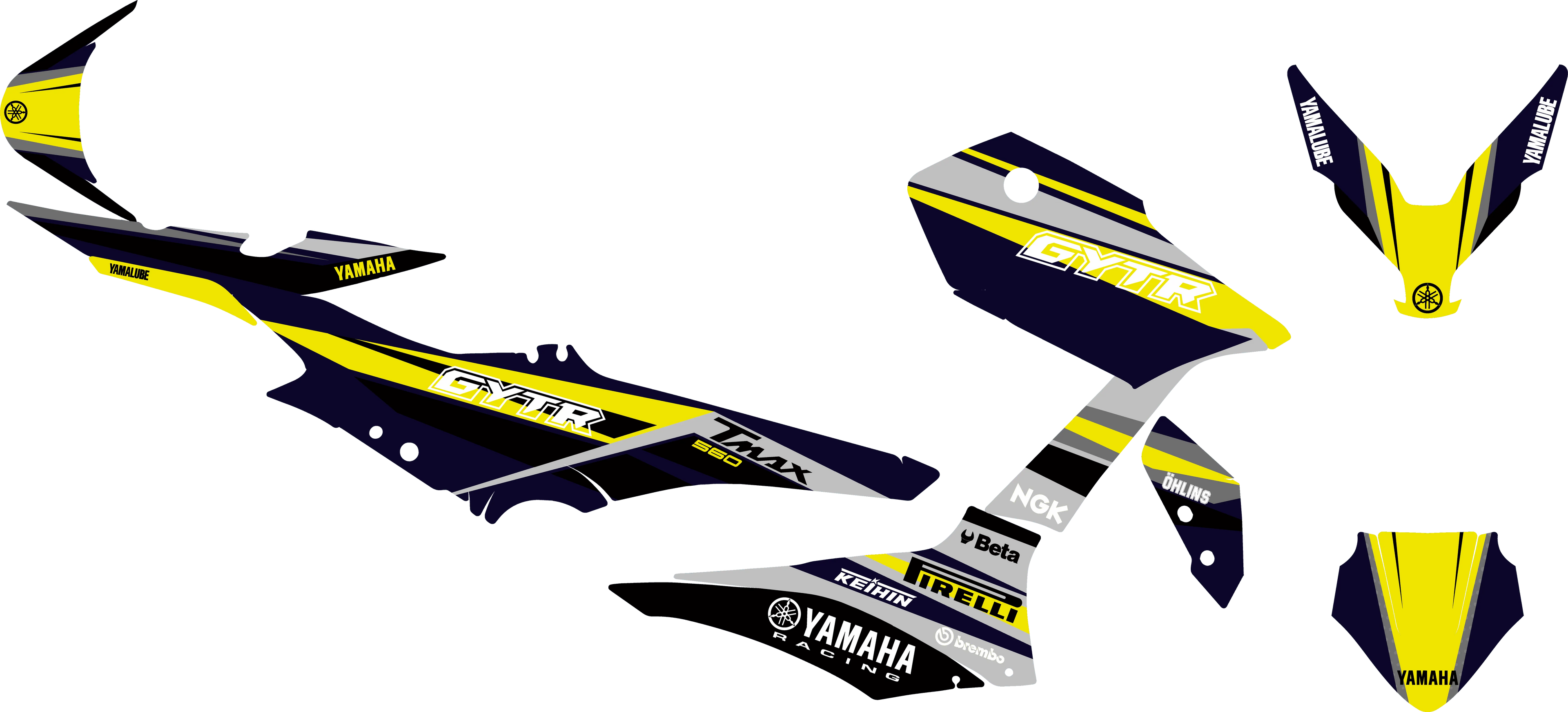 kit grafiche Yamaha T-Max 2022 - 2025 giallo blu - Zamode