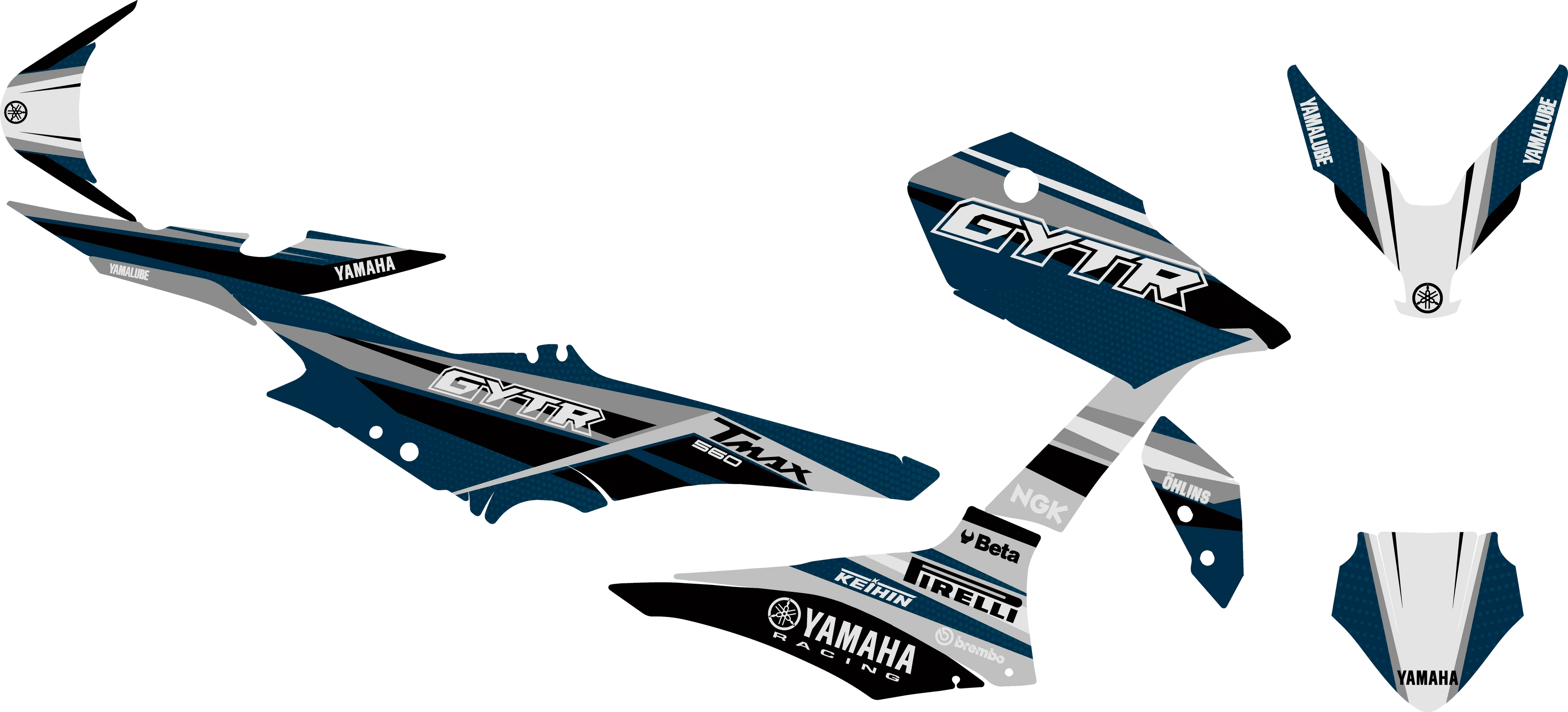 kit grafiche Yamaha T-Max 2022 - 2025 Blu grigio - Zamode