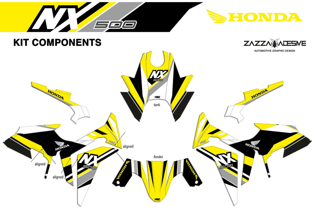 kit grafiche per Honda NX 500 giallo grigio