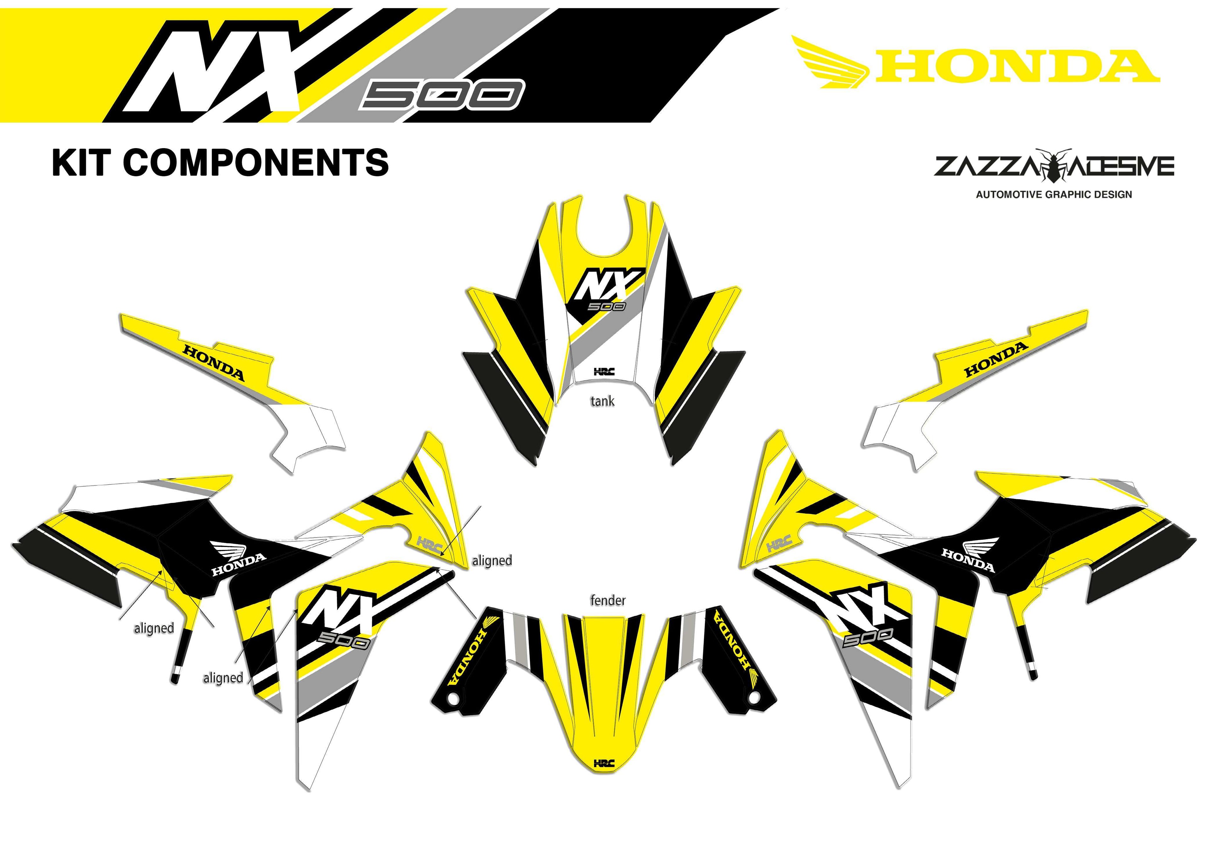 kit grafiche per Honda NX 500 giallo grigio