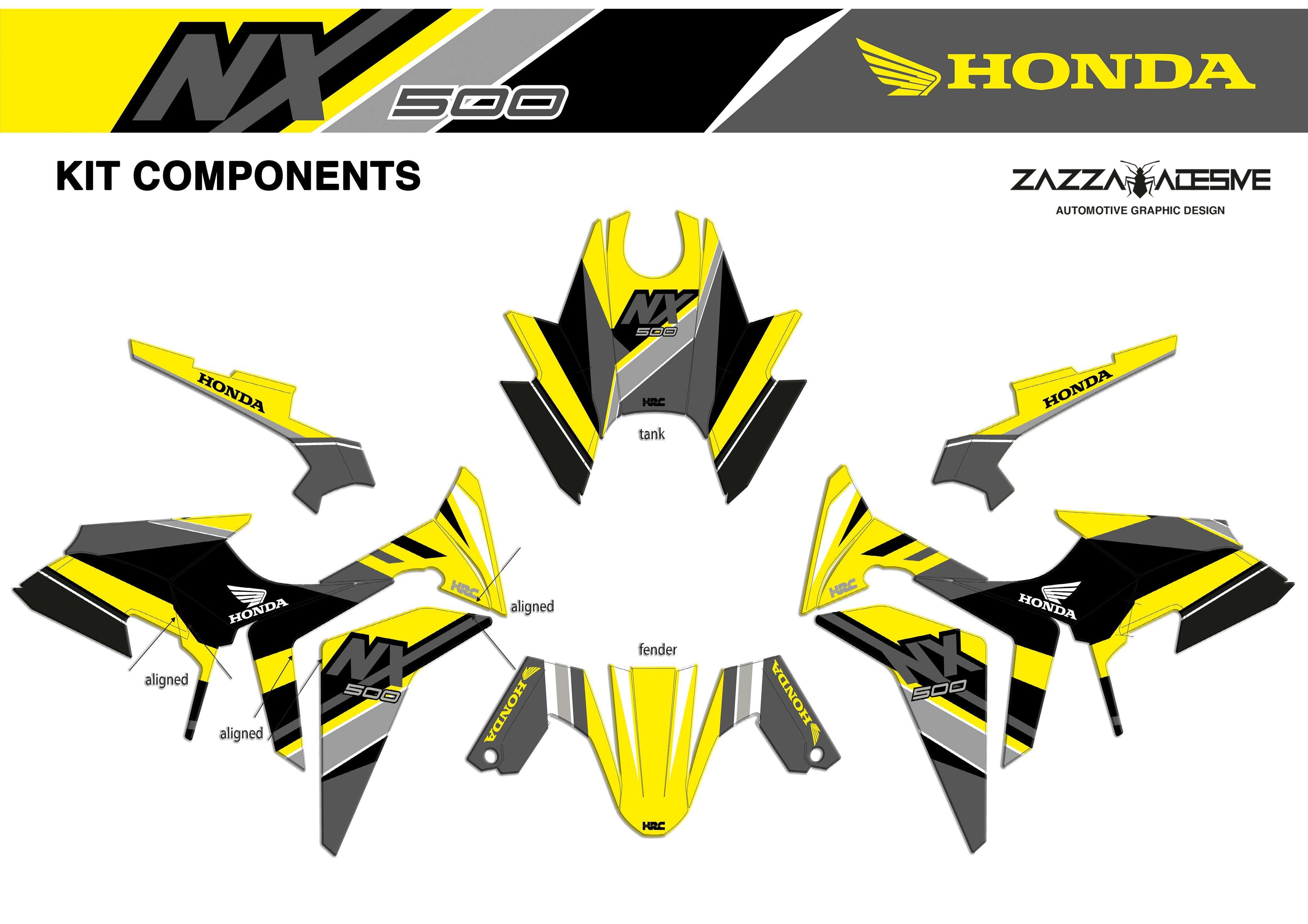 kit grafiche per Honda NX 500 giallo grigio nero