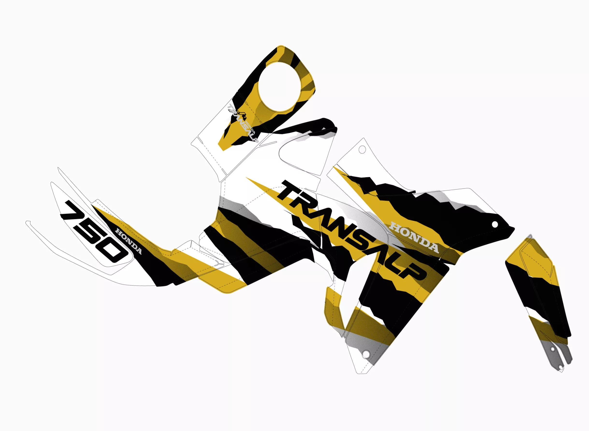 kit grafiche Honda Transalp XL 750 2023 - 2026 Cervino gold
