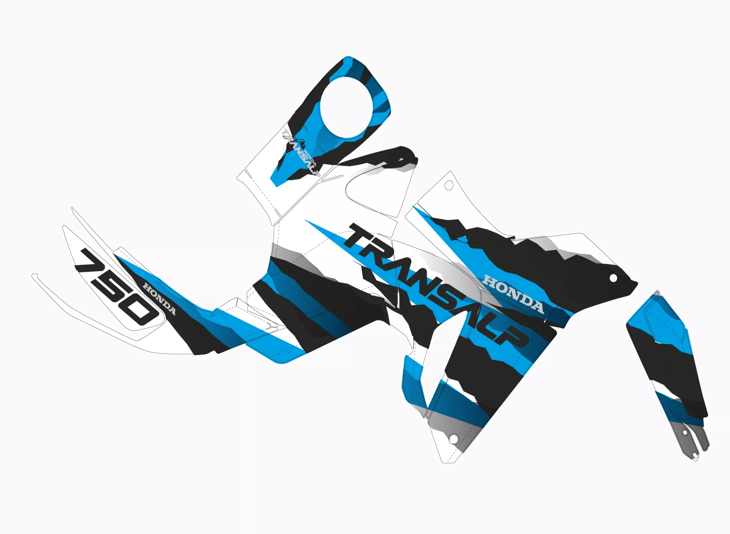 kit grafiche Honda Transalp XL 750 2023 - 2026 Cervino Blue