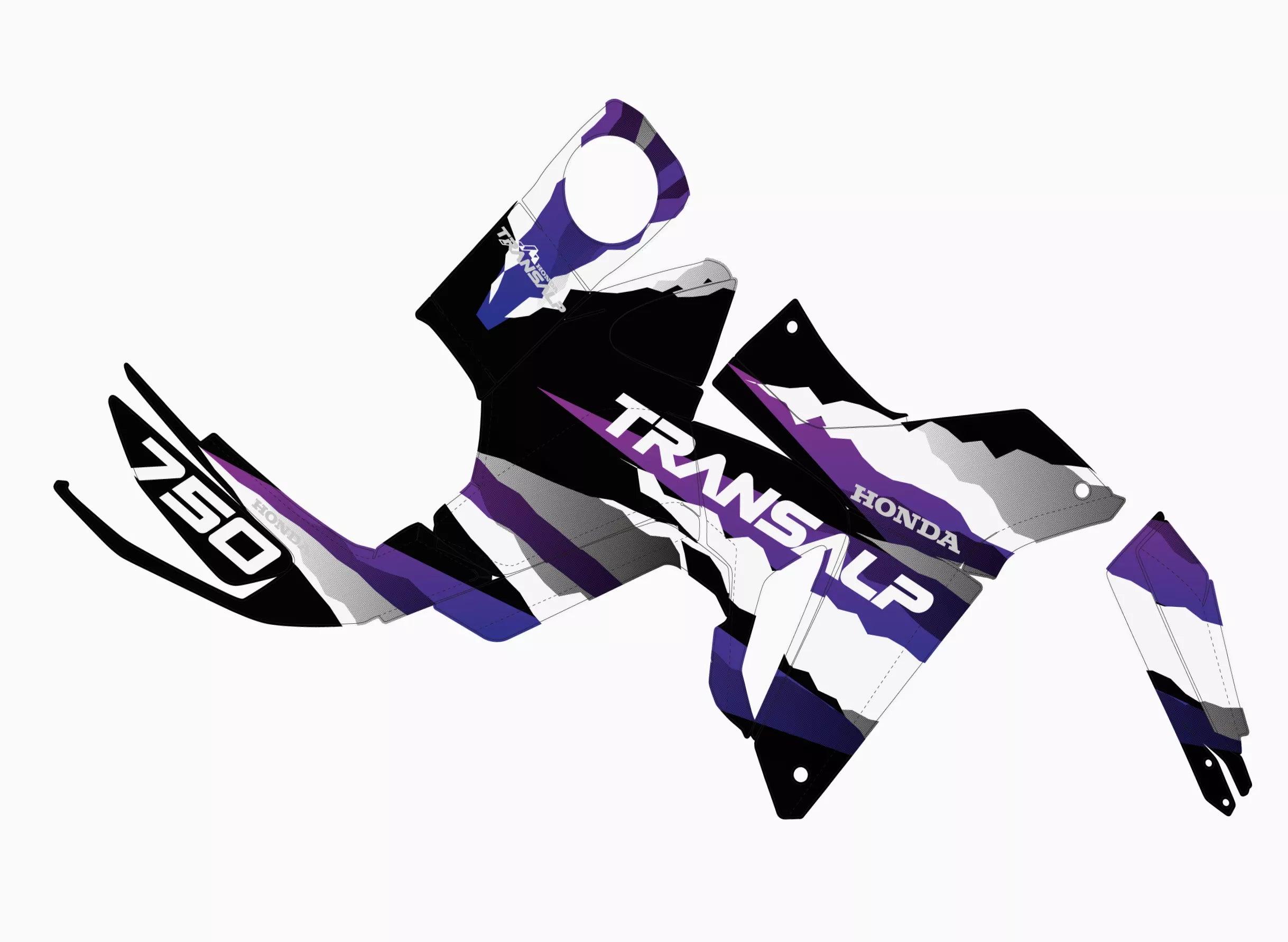 kit grafiche Honda Transalp XL 750 2023 - 2026 Cervino Purple