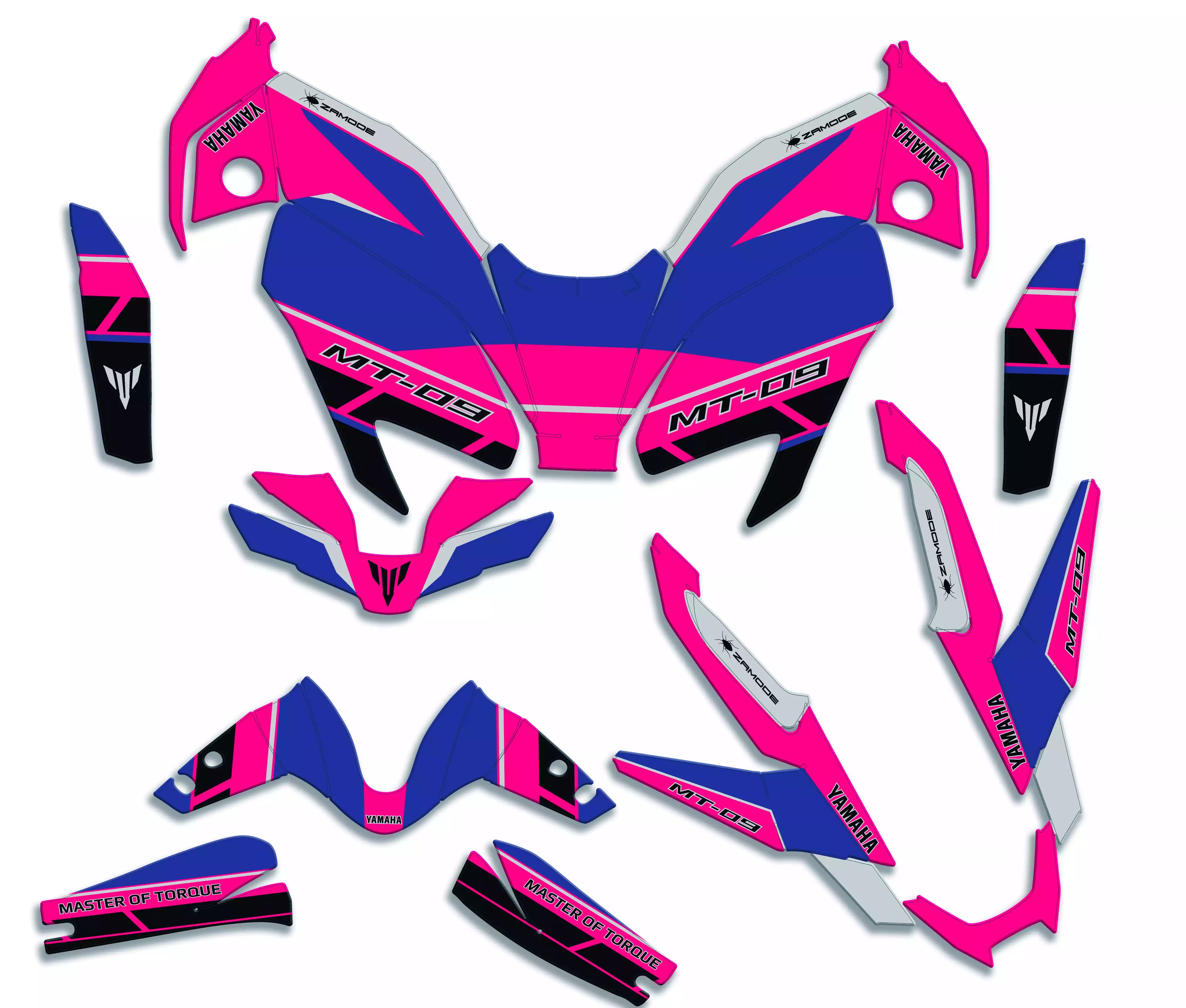 kit grafiche per mt 09 2024 - 2025 blu magenta