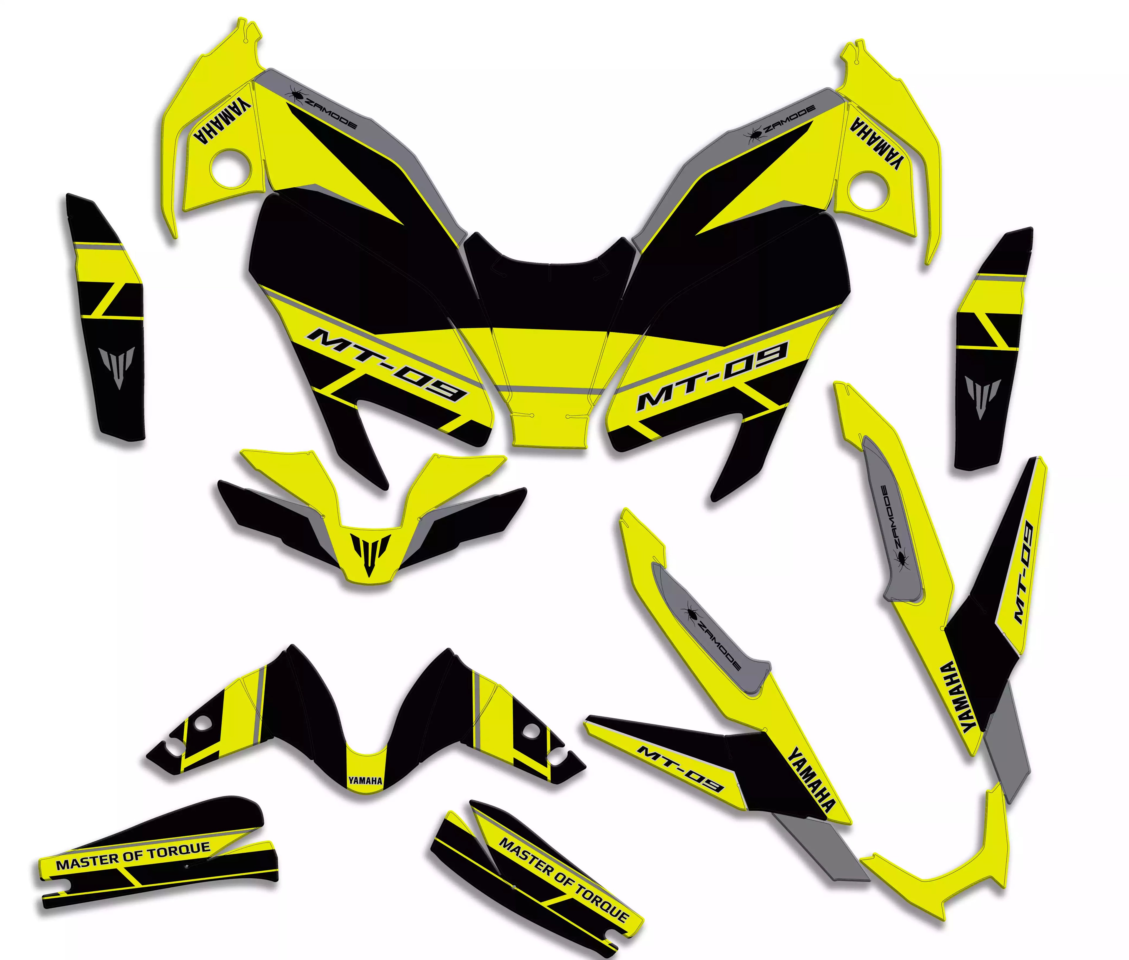 kit grafiche per mt 09 2024 - 2025 nero giallo