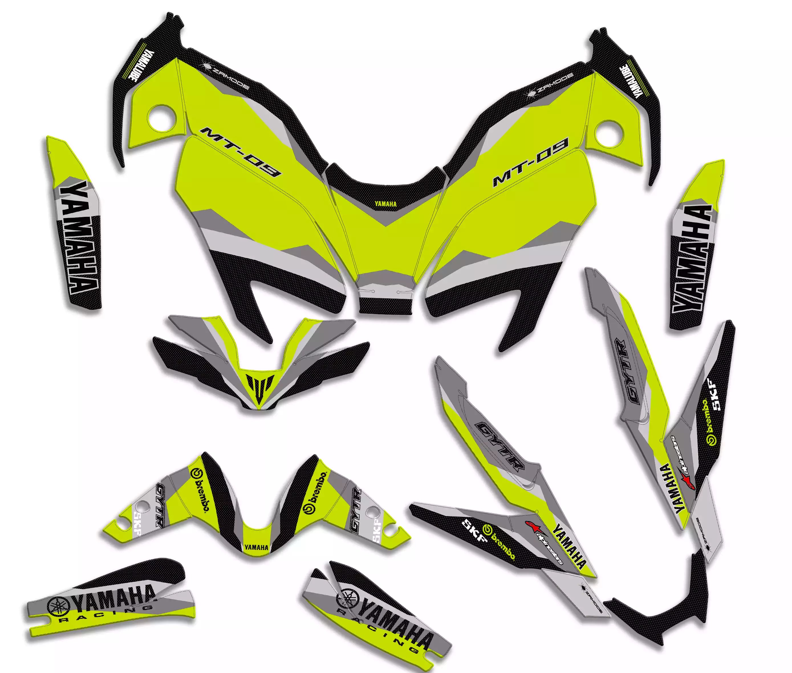 kit grafiche per mt 09 2024 - 2025 shark (giallo monster)