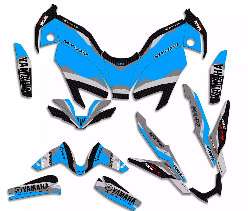 kit grafiche per mt 09 2024 - 2025 shark (ciano)