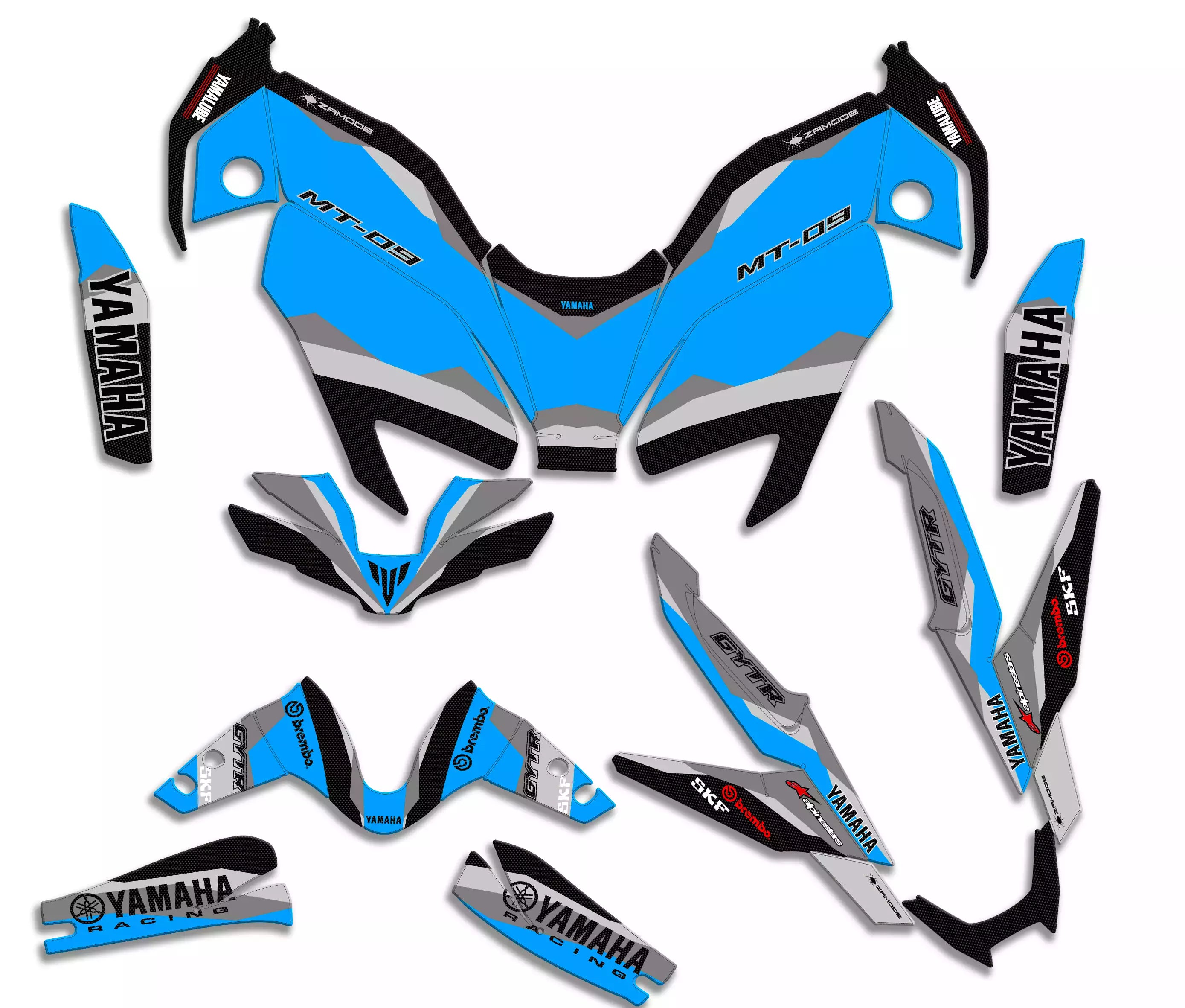 kit grafiche per mt 09 2024 - 2025 shark (ciano)
