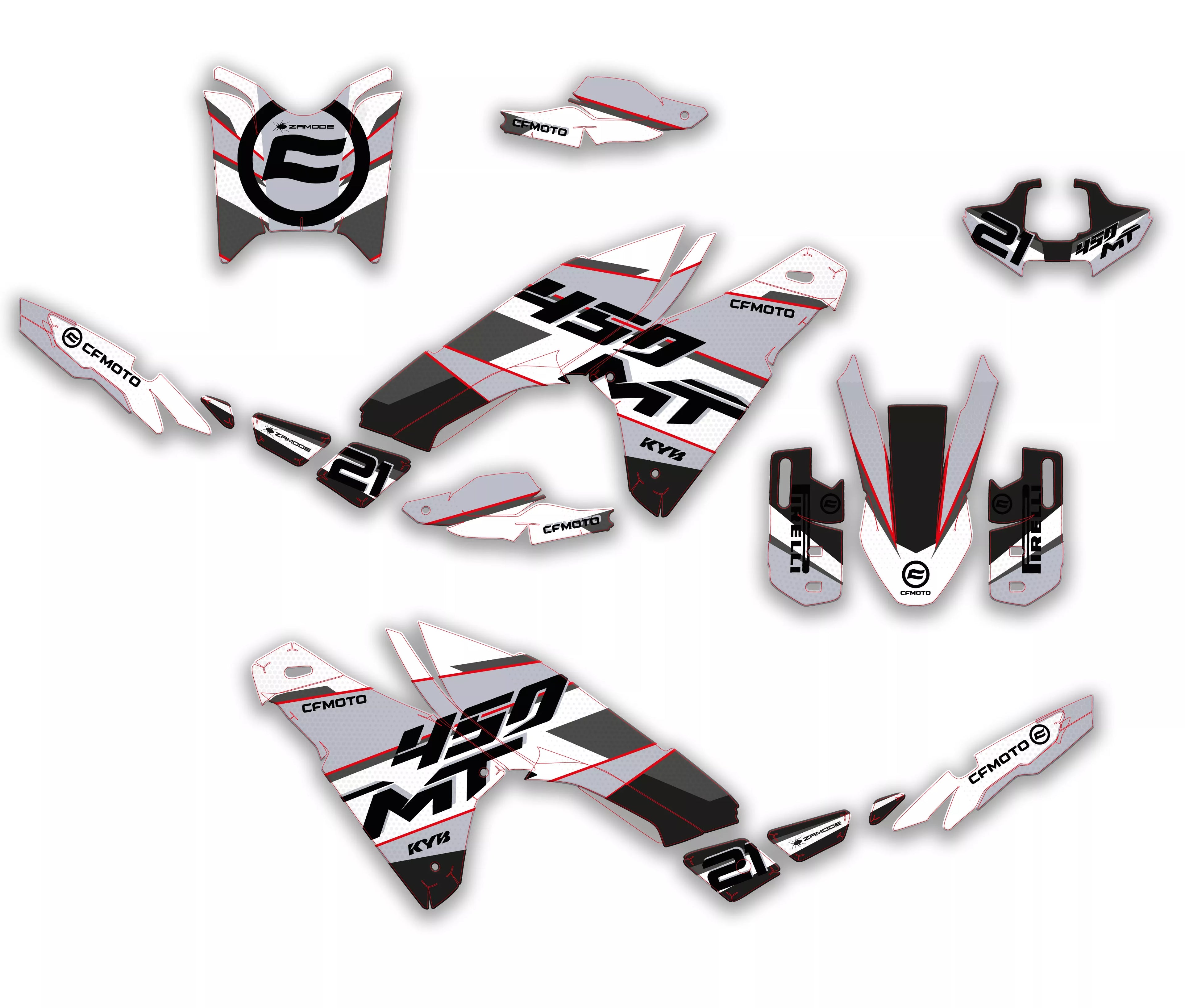 kit grafiche Vietri rossa per CFMOTO 450MT
