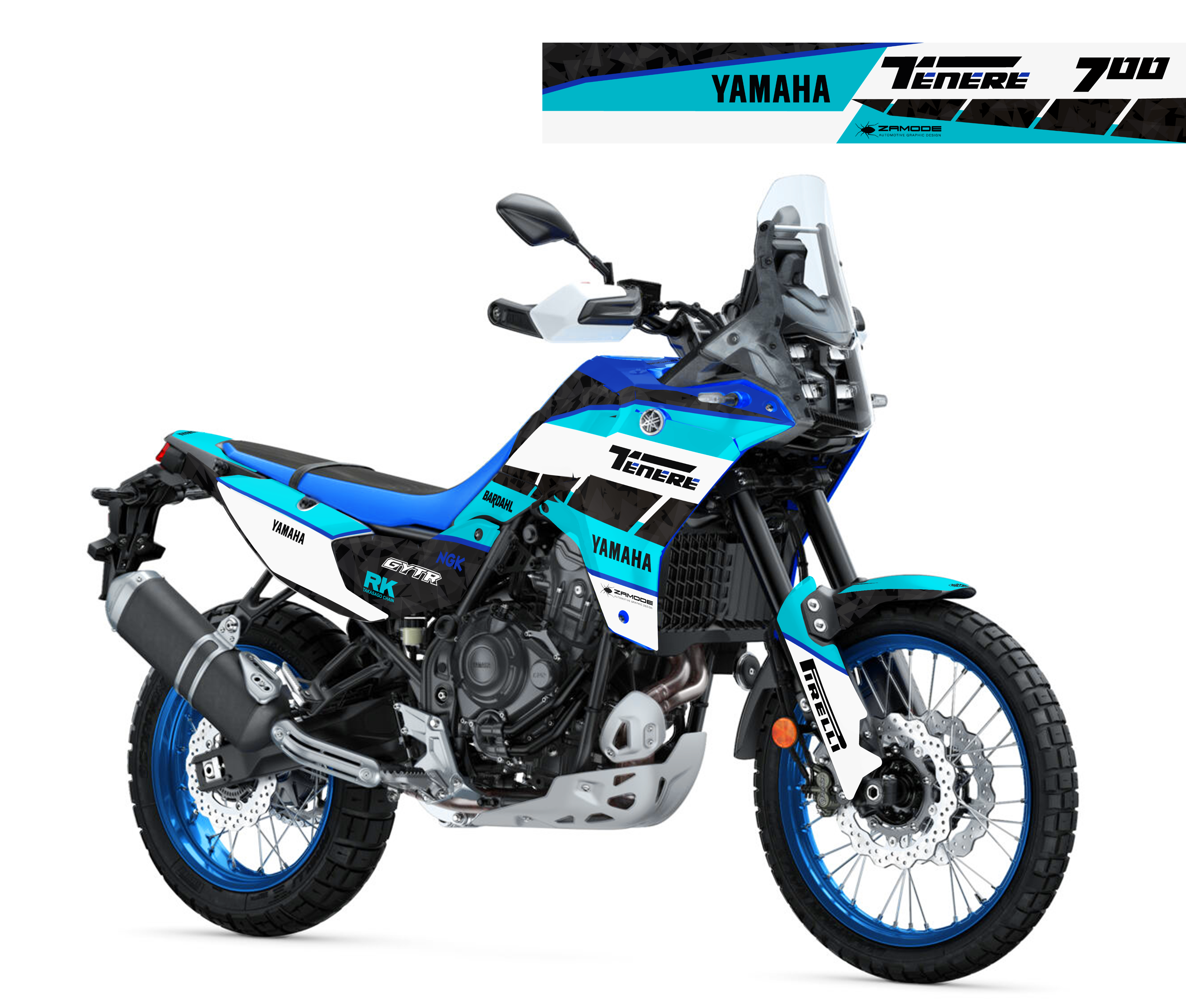 kit grafiche Yamaha Tenere 700 2025 ciano blu