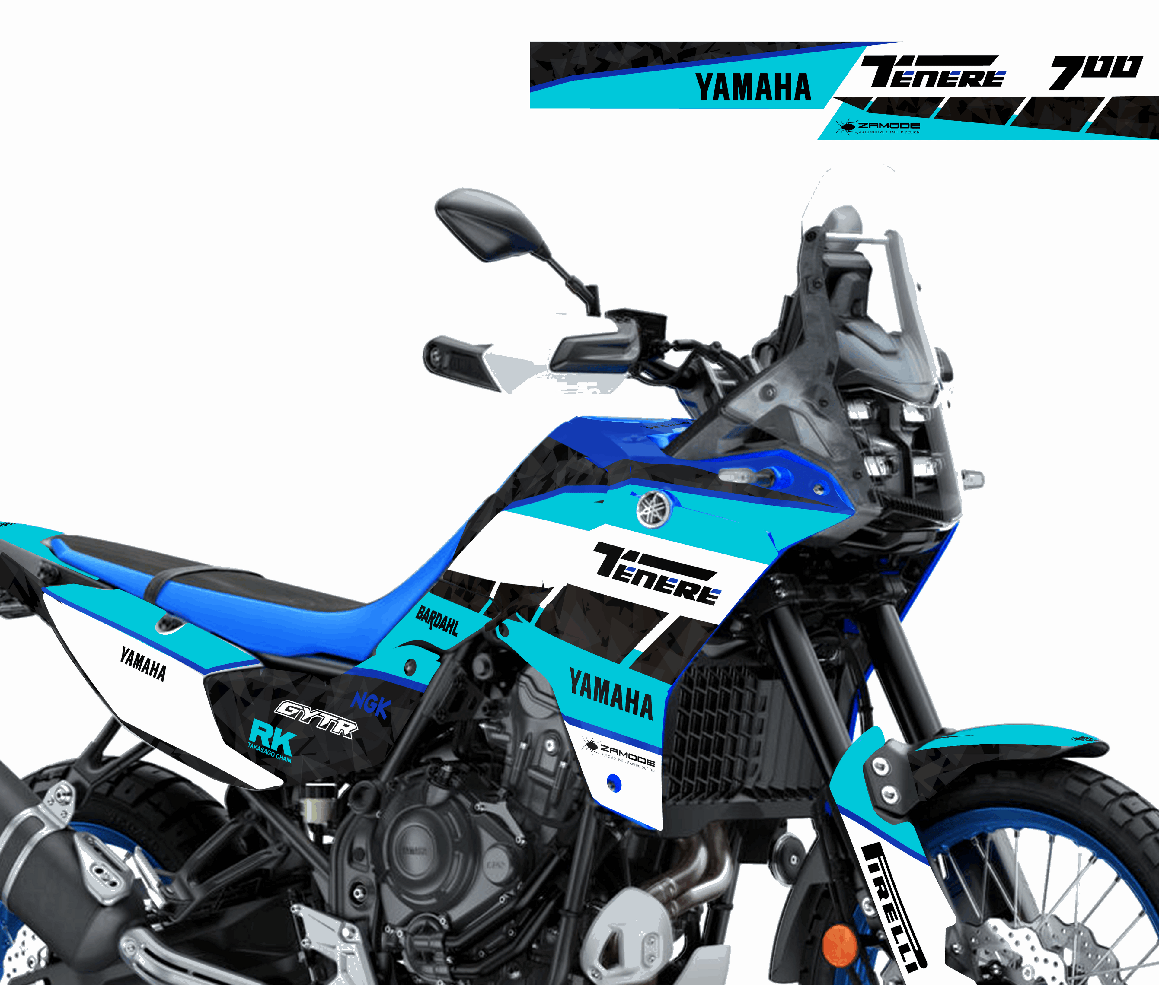 kit grafiche Yamaha Tenere 700 2025 ciano blu