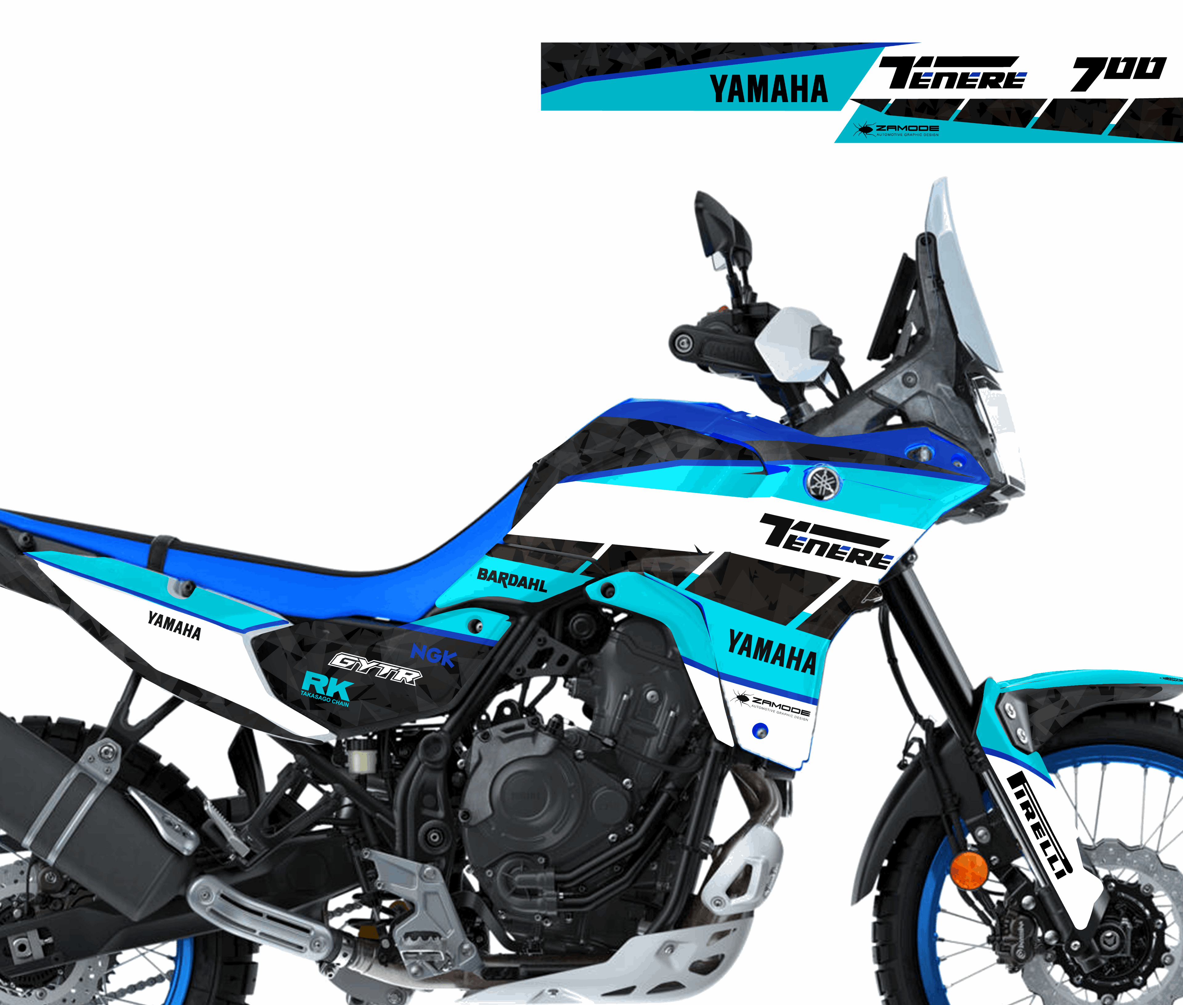 kit grafiche Yamaha Tenere 700 2025 ciano blu