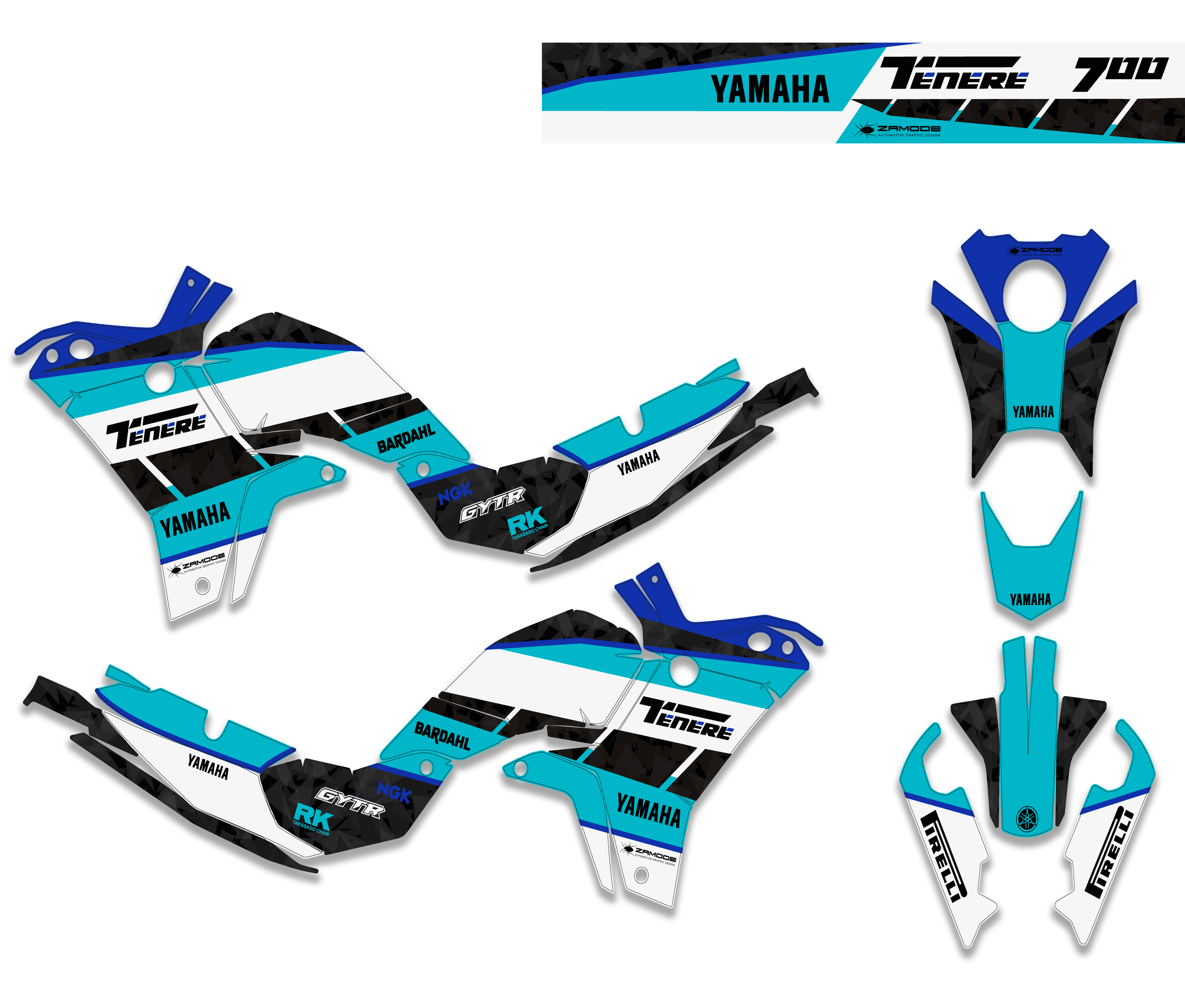 kit grafiche Yamaha Tenere 700 2025 ciano blu
