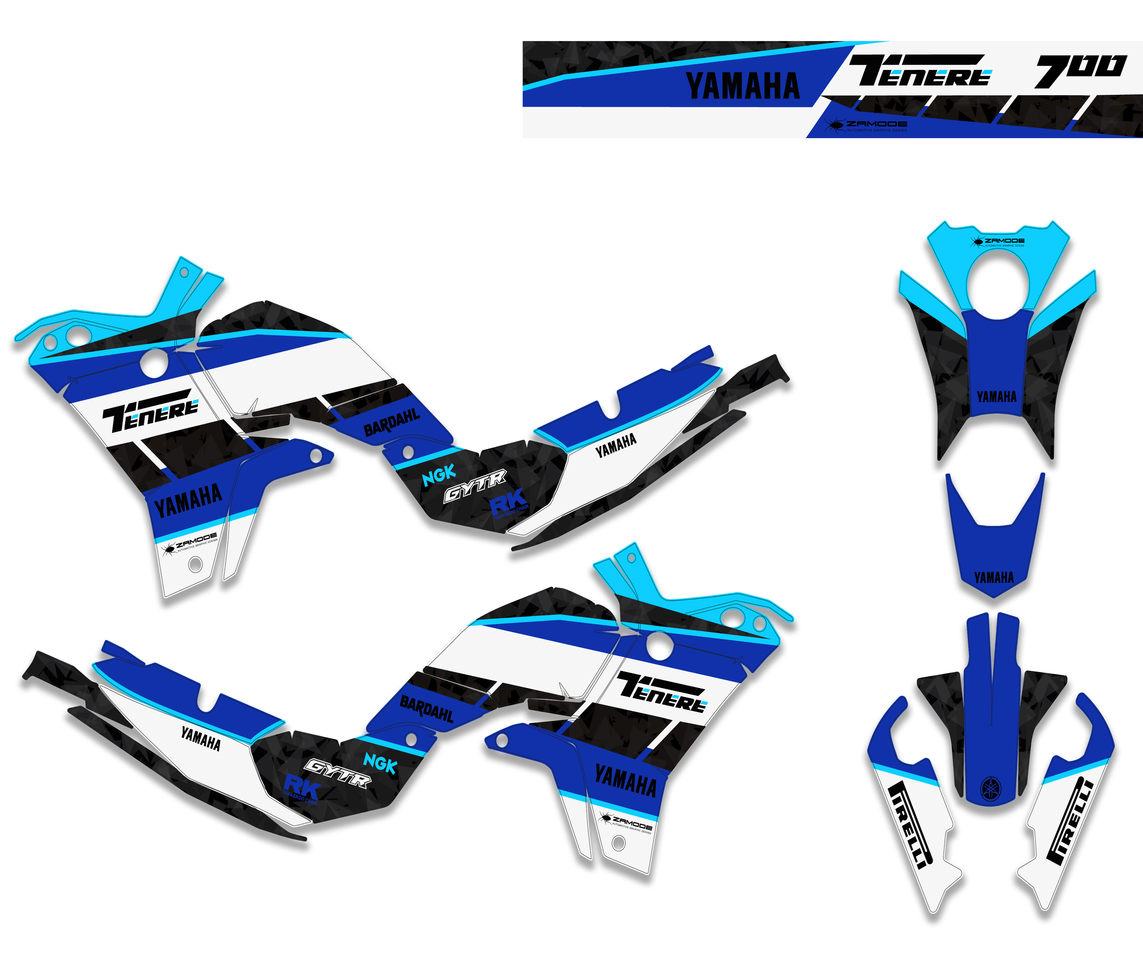 kit grafiche Yamaha Tenere 700 2025 blu ciano