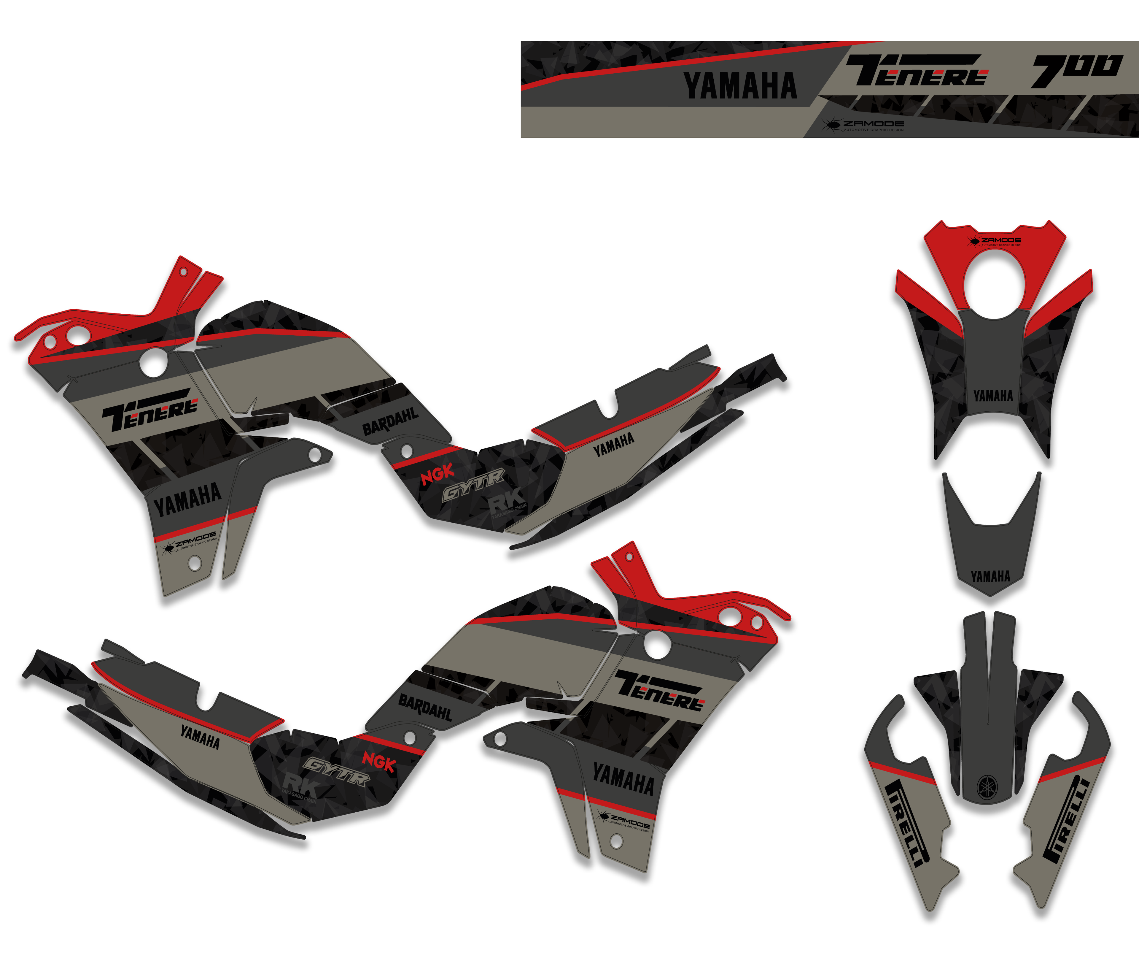 kit grafiche Yamaha Tenere 700 2025 rosso rubino