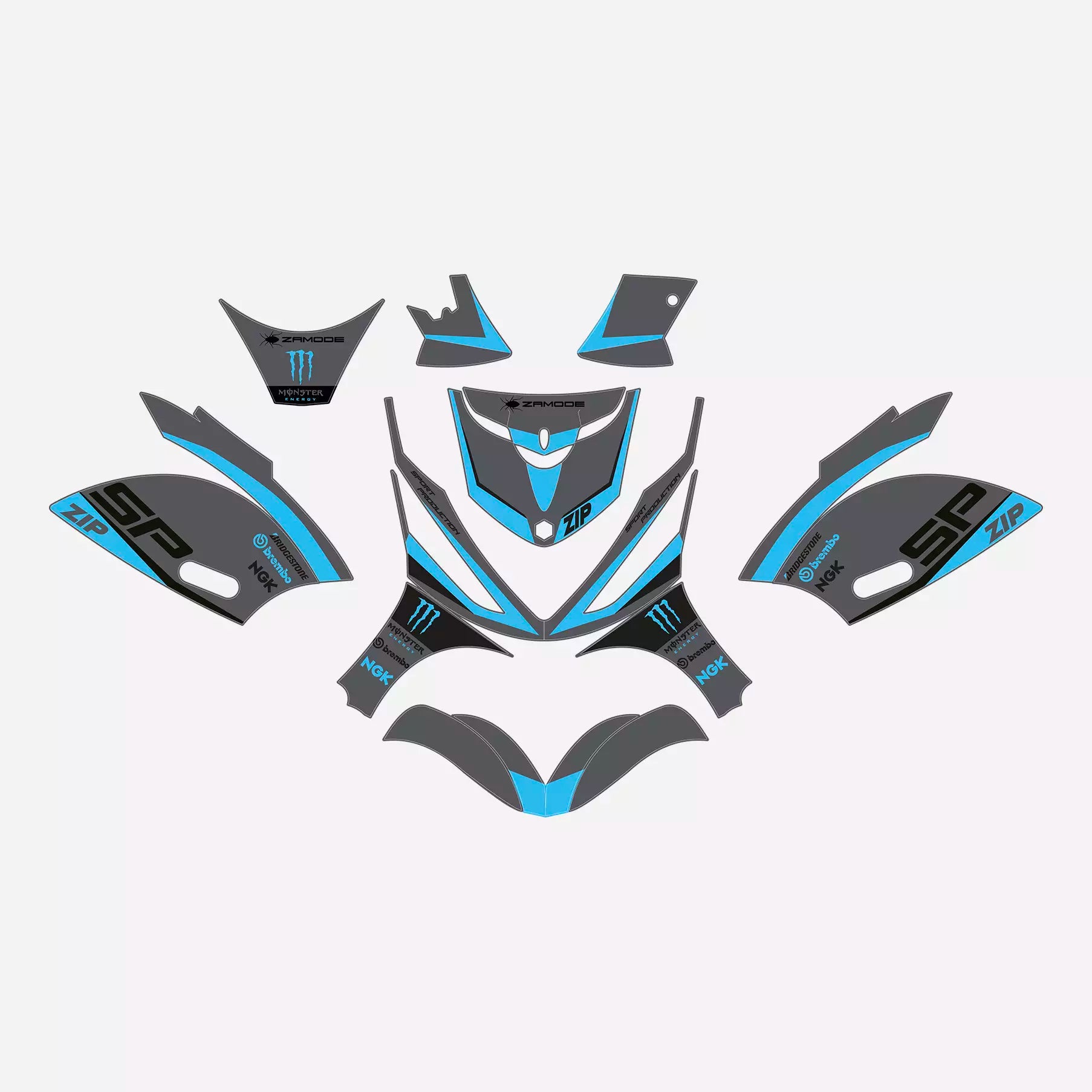 graphics for Piaggio Zip sp "Victory" (Gray blue)