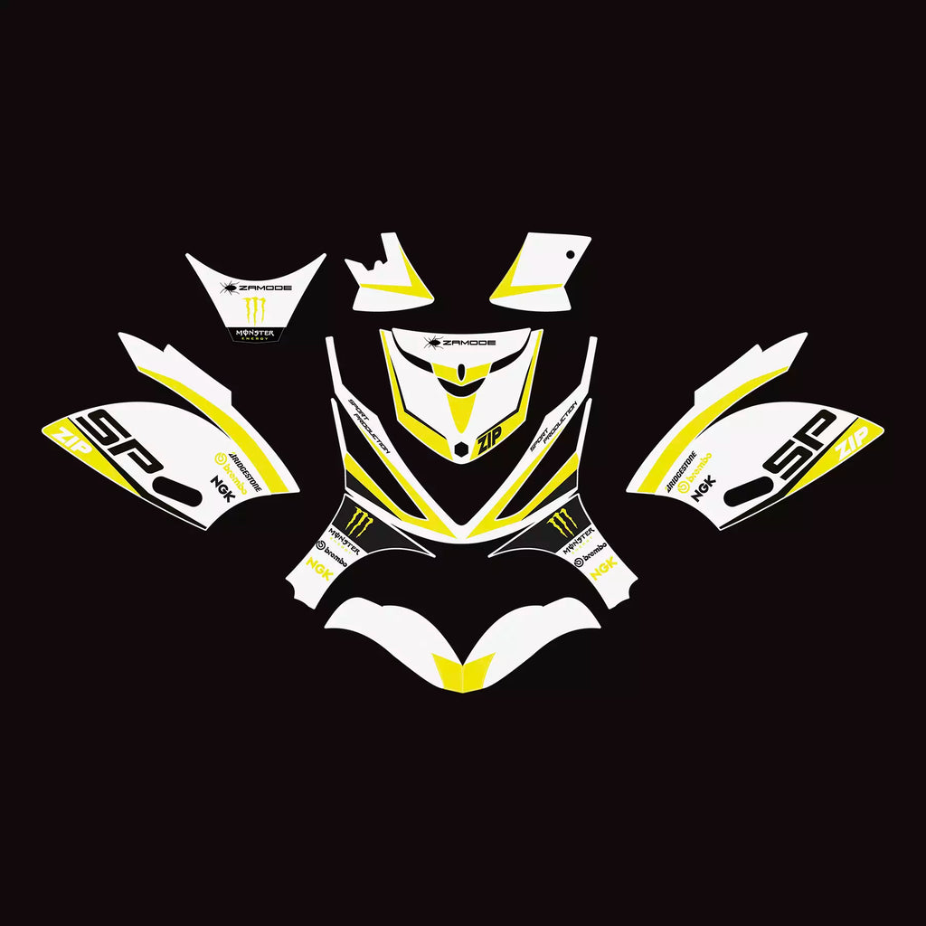 grafiche per Piaggio Zip sp "Victory" (white yellow)