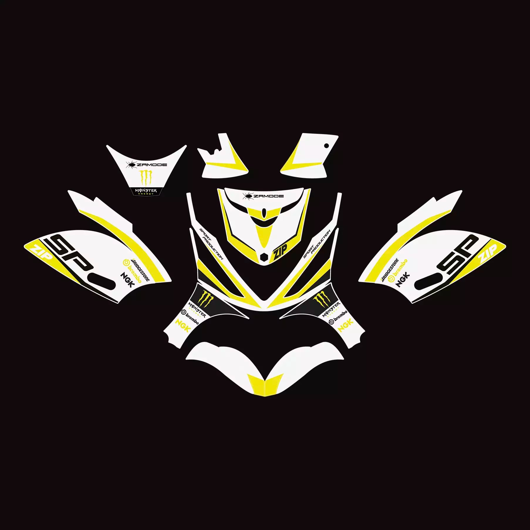 graphics for Piaggio Zip sp "Victory" (white yellow)