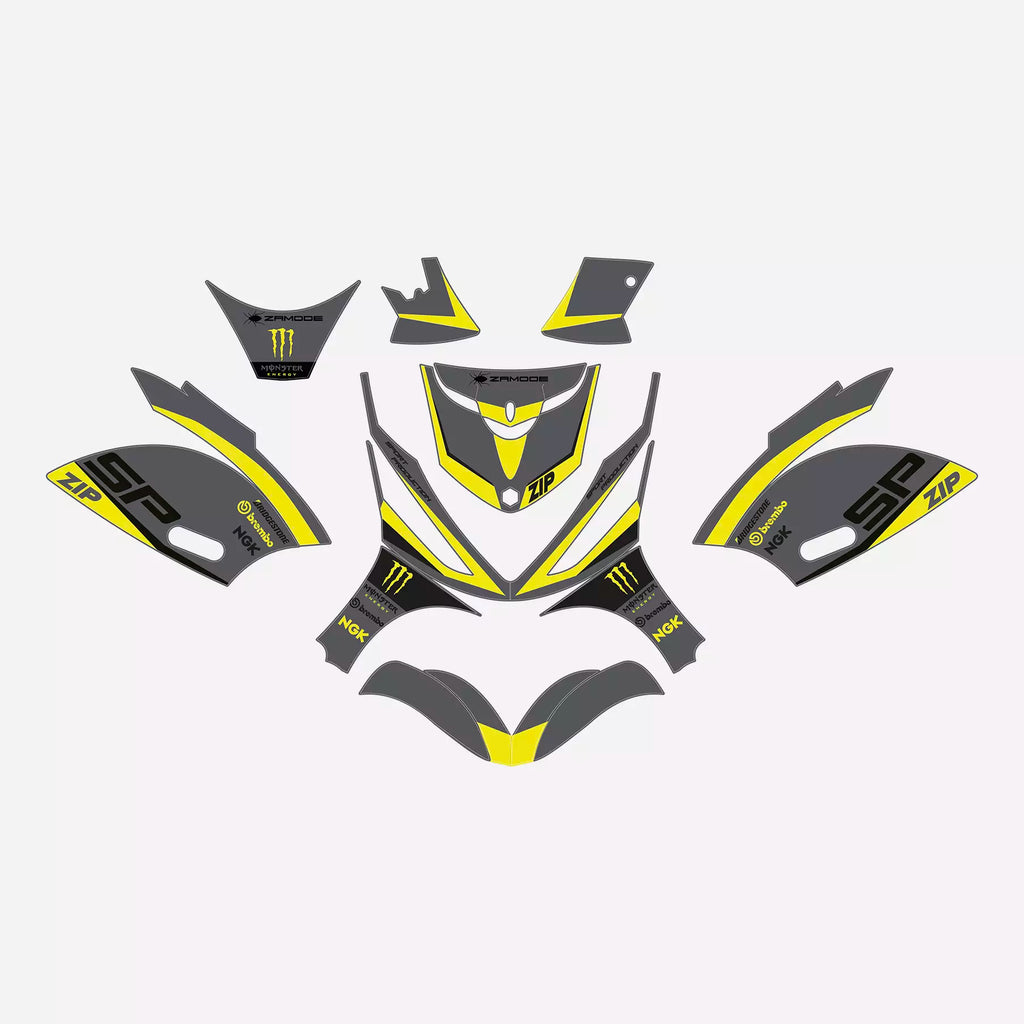graphics for Piaggio Zip sp "Victory" (Gray Yellow)