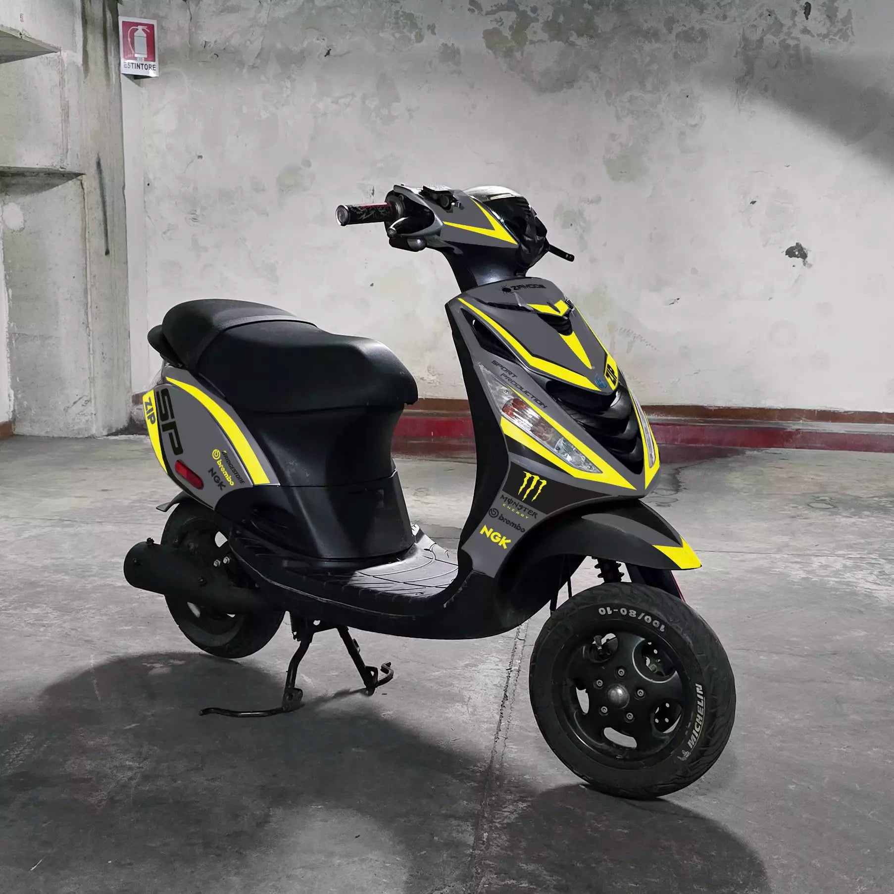 graphics for Piaggio Zip sp "Victory" (Gray Yellow)