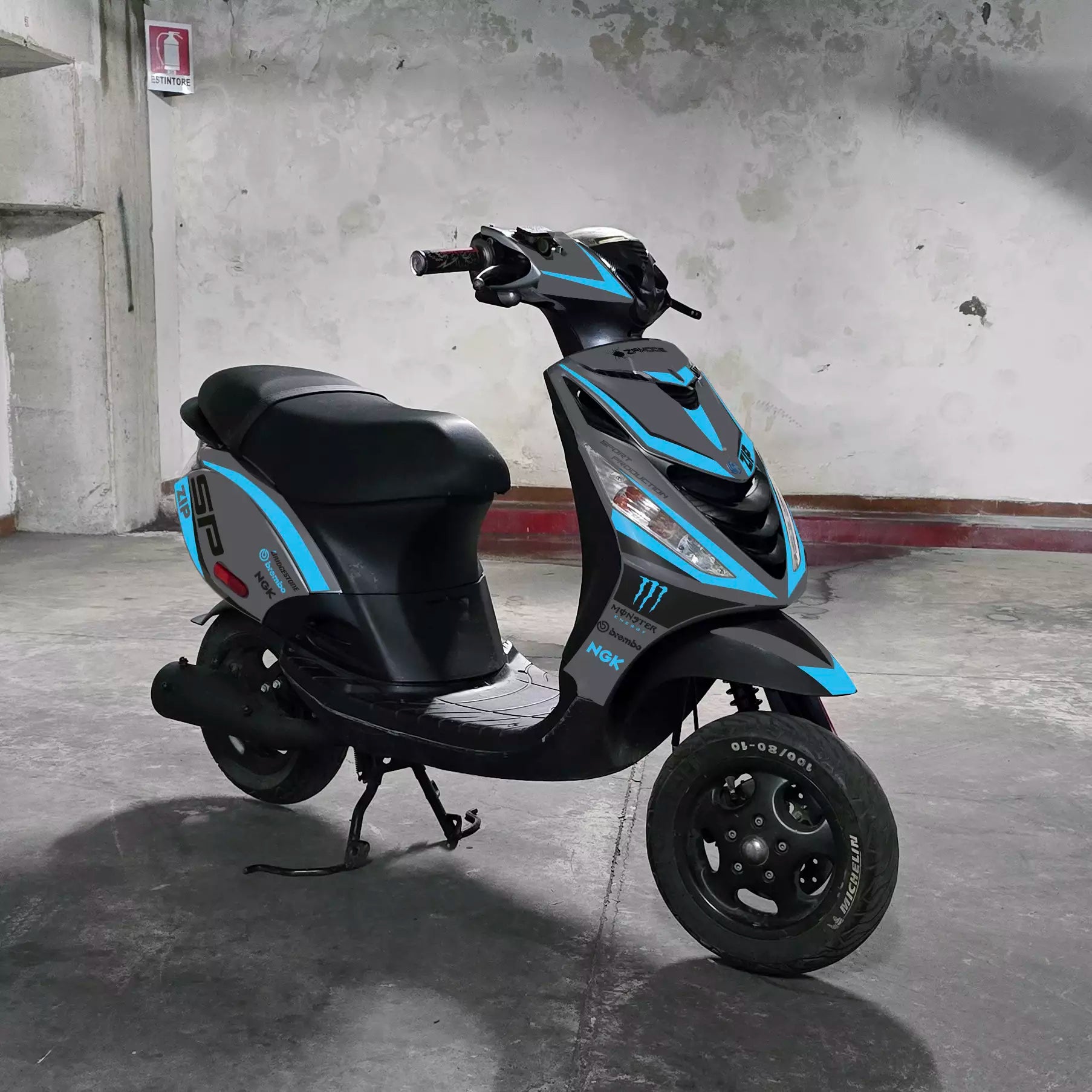 graphics for Piaggio Zip sp "Victory" (Gray blue)
