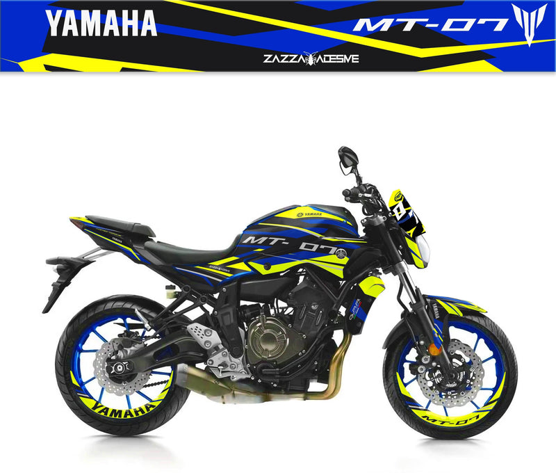 kit grafiche per mt 07 2014 - 2017 blu giallo - Zamode