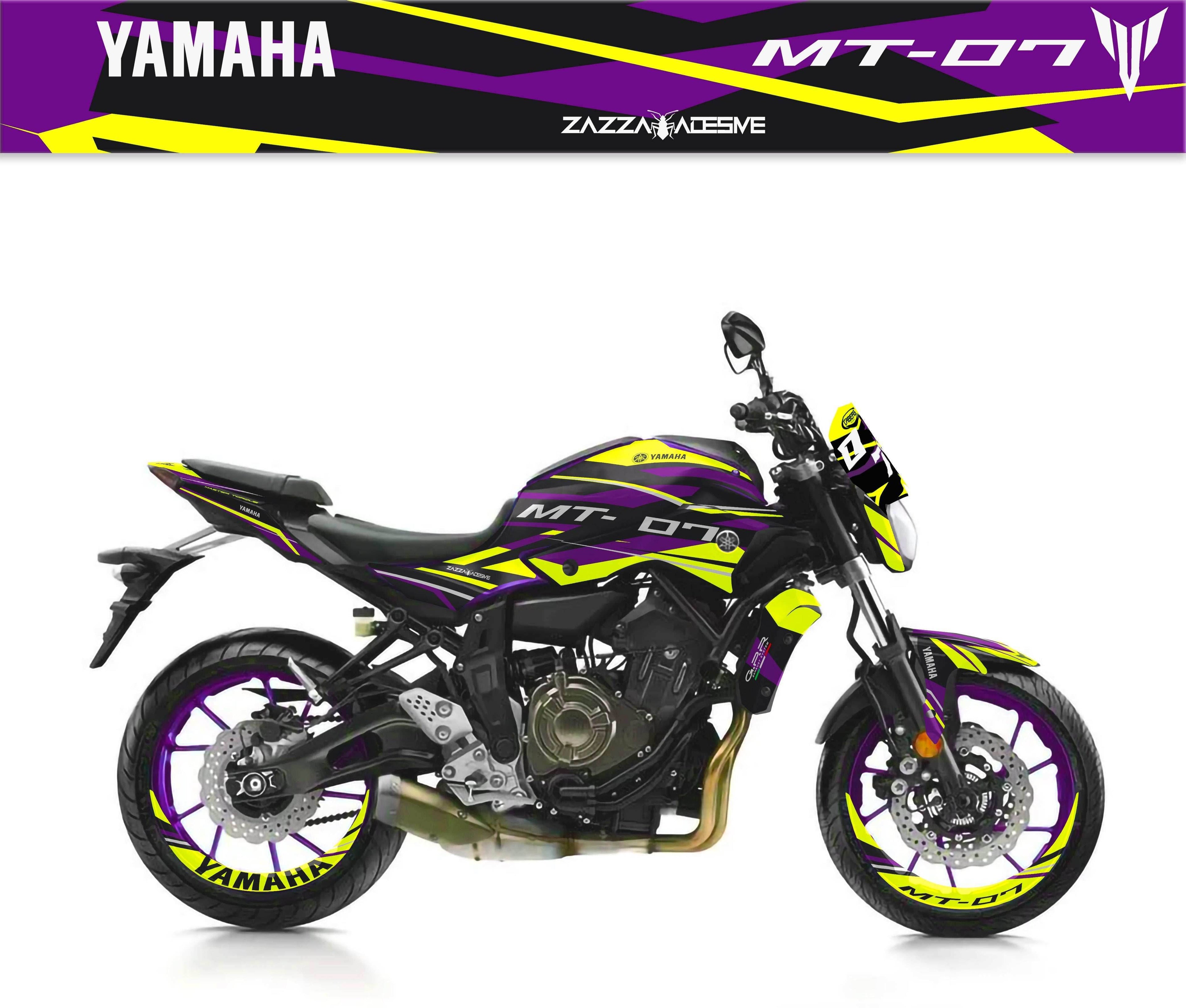 kit grafiche per mt 07 2014 - 2017 giallo viola - Zamode