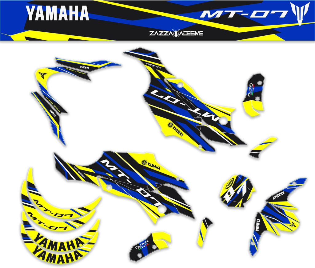 kit grafiche per mt 07 2014 - 2017 blu giallo - Zamode