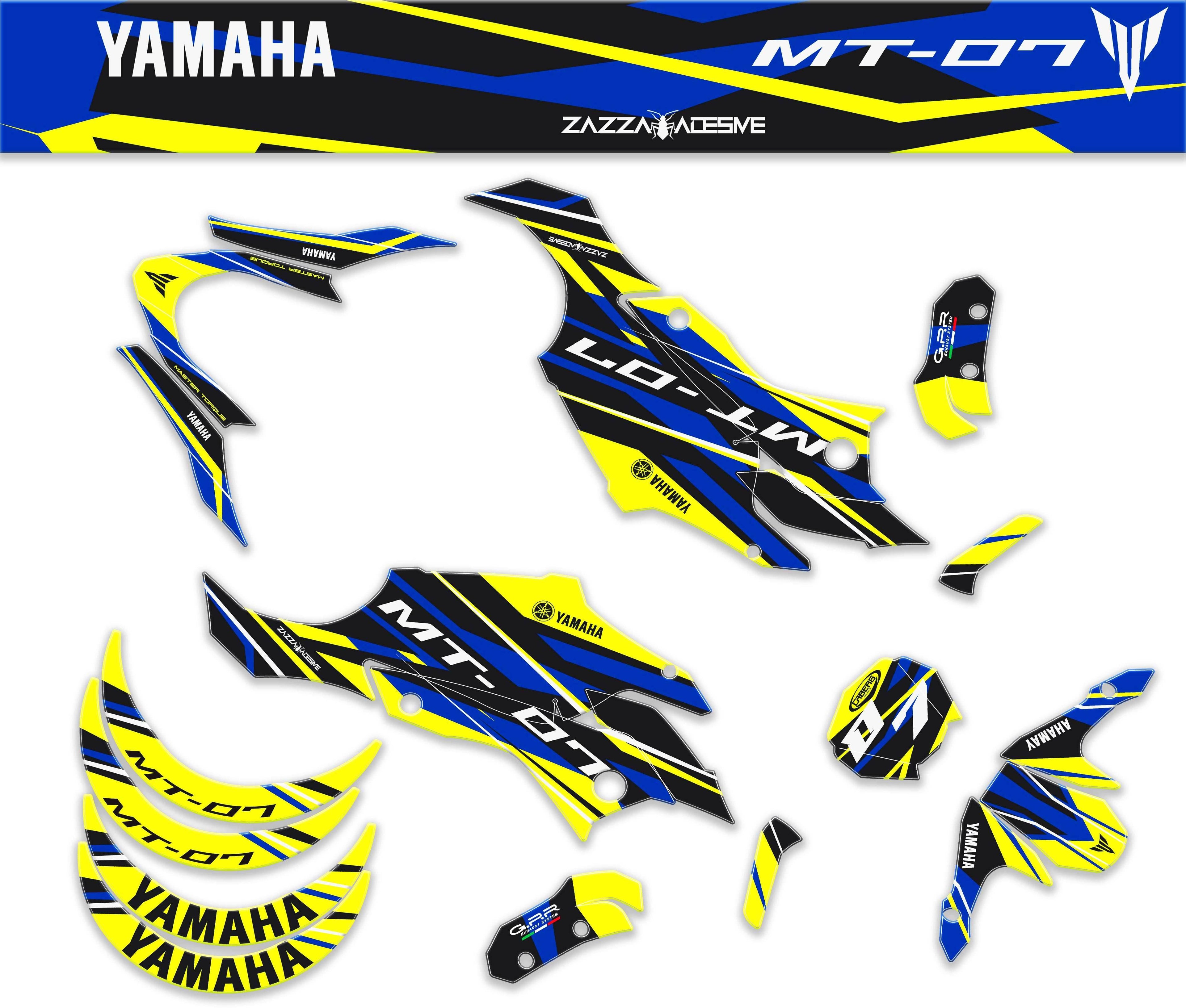 kit grafiche per mt 07 2014 - 2017 blu giallo - Zamode