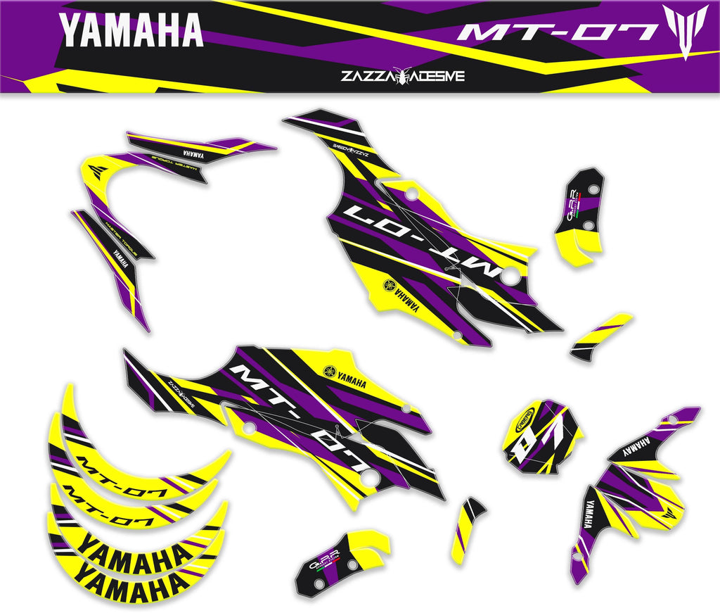 kit grafiche per mt 07 2014 - 2017 giallo viola - Zamode