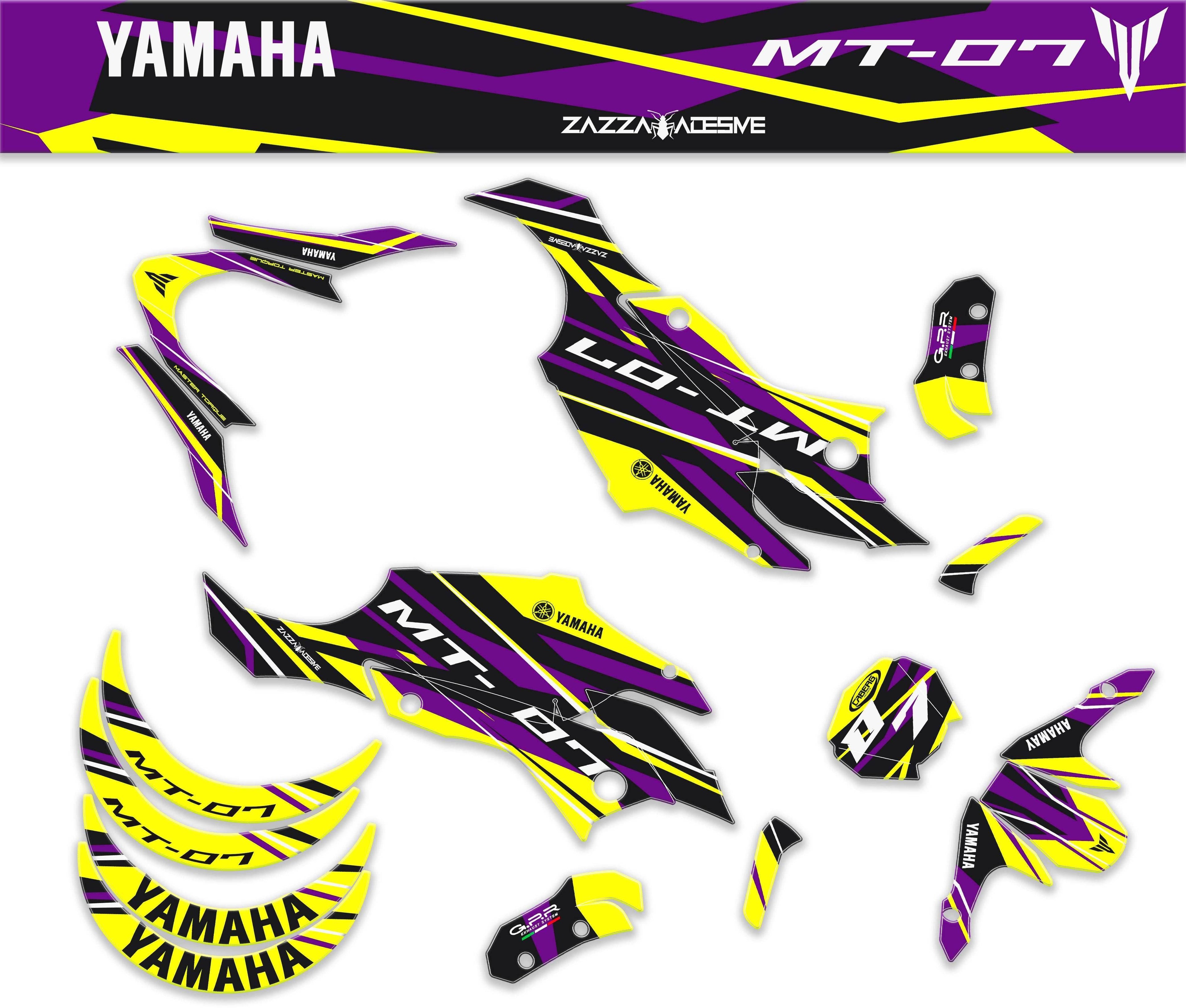 kit grafiche per mt 07 2014 - 2017 giallo viola - Zamode
