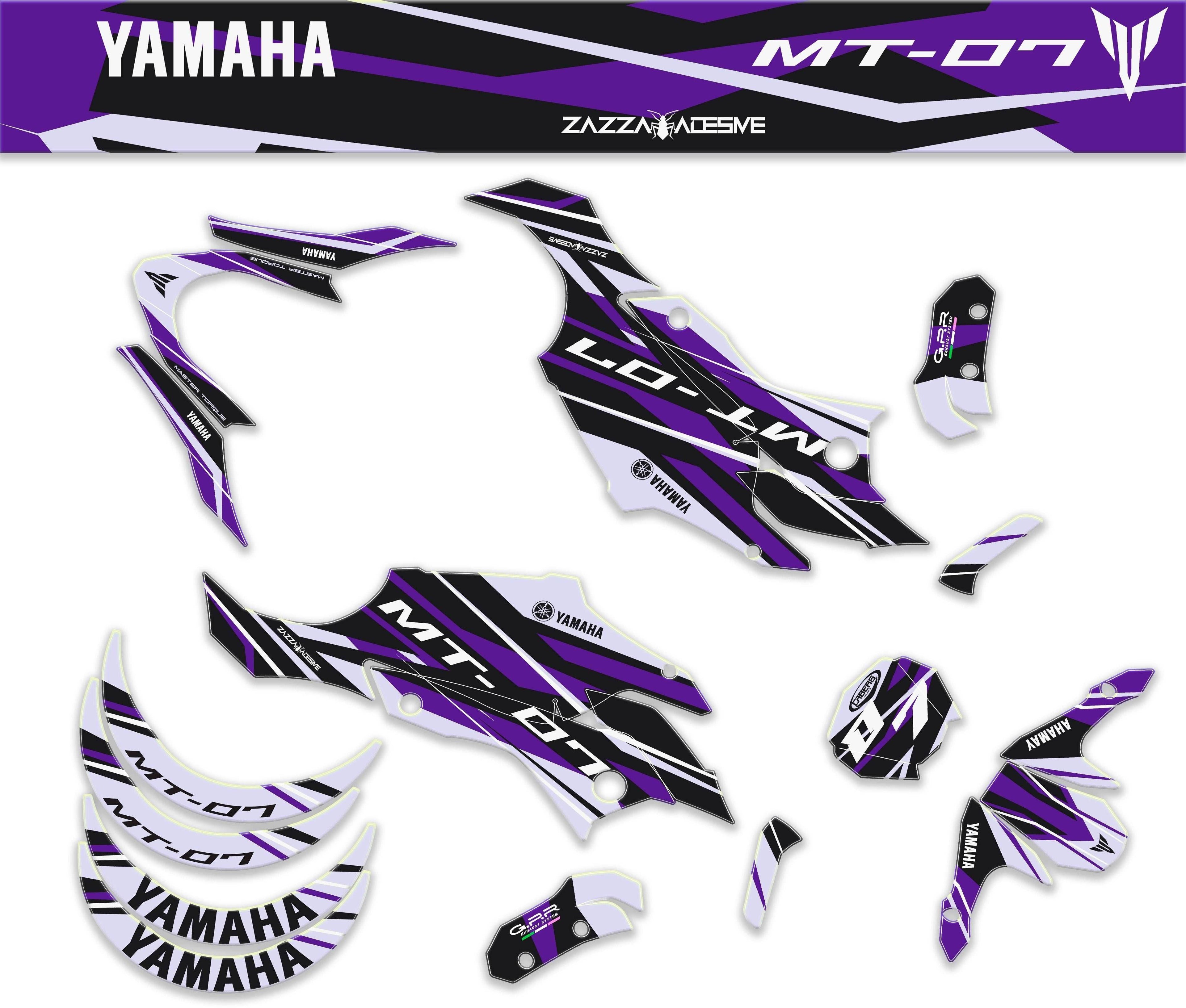kit grafiche per mt 07 2014 - 2017 bianco viola - Zamode