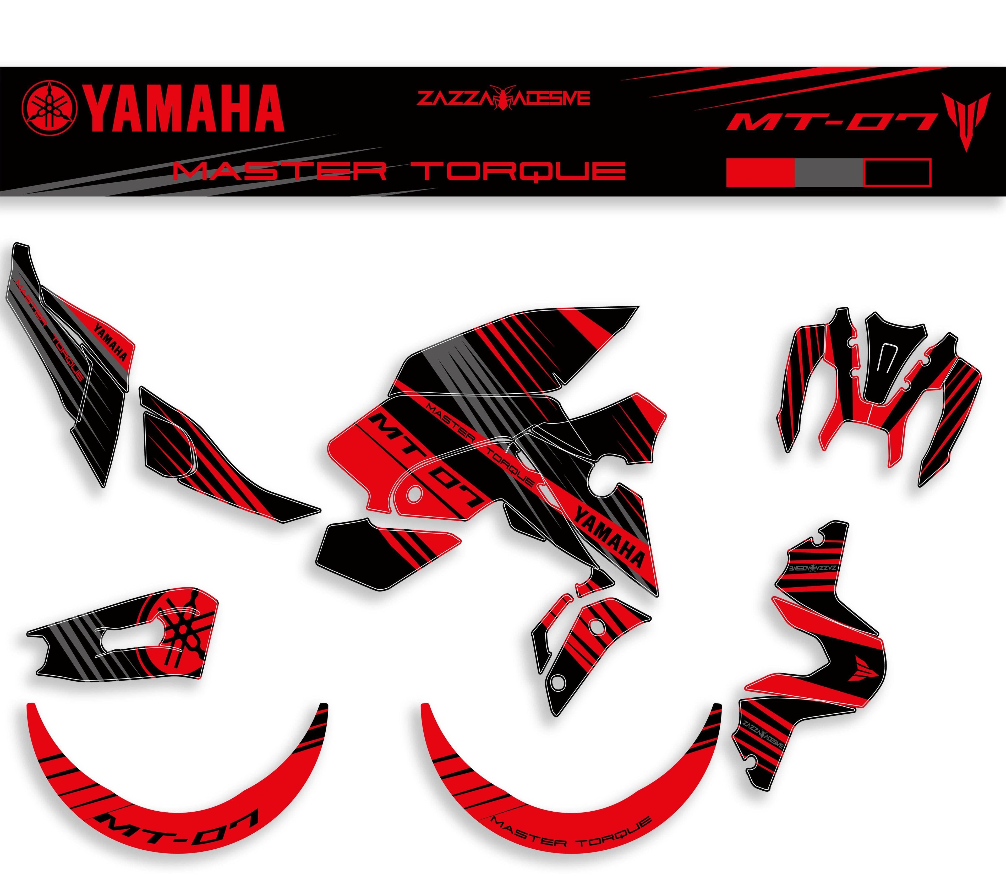 kit grafiche per mt 07 2021 - 2024 Rosso nero - Zamode