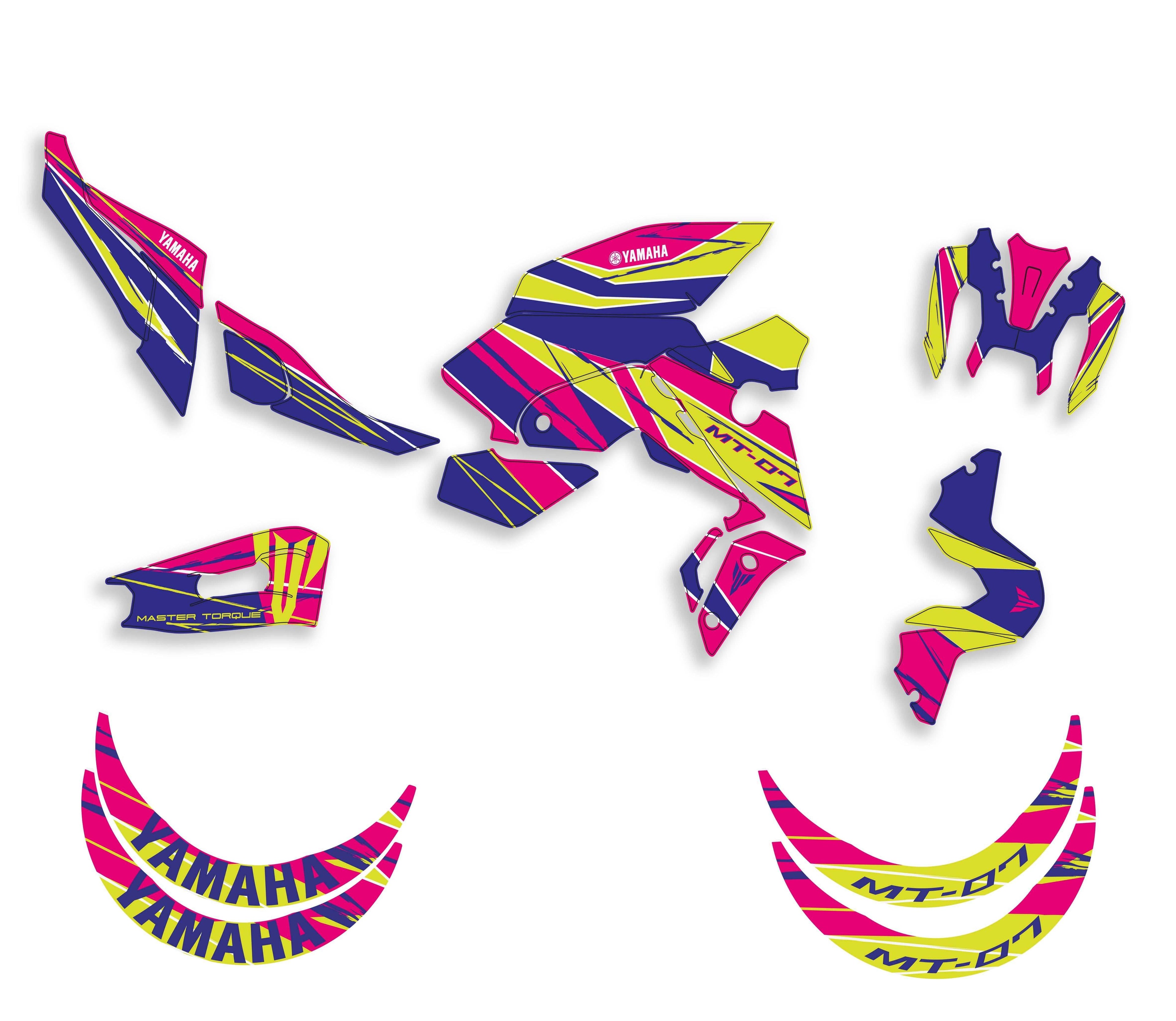 kit grafiche per mt 07 2021 - 2024 magenta giallo - Zamode