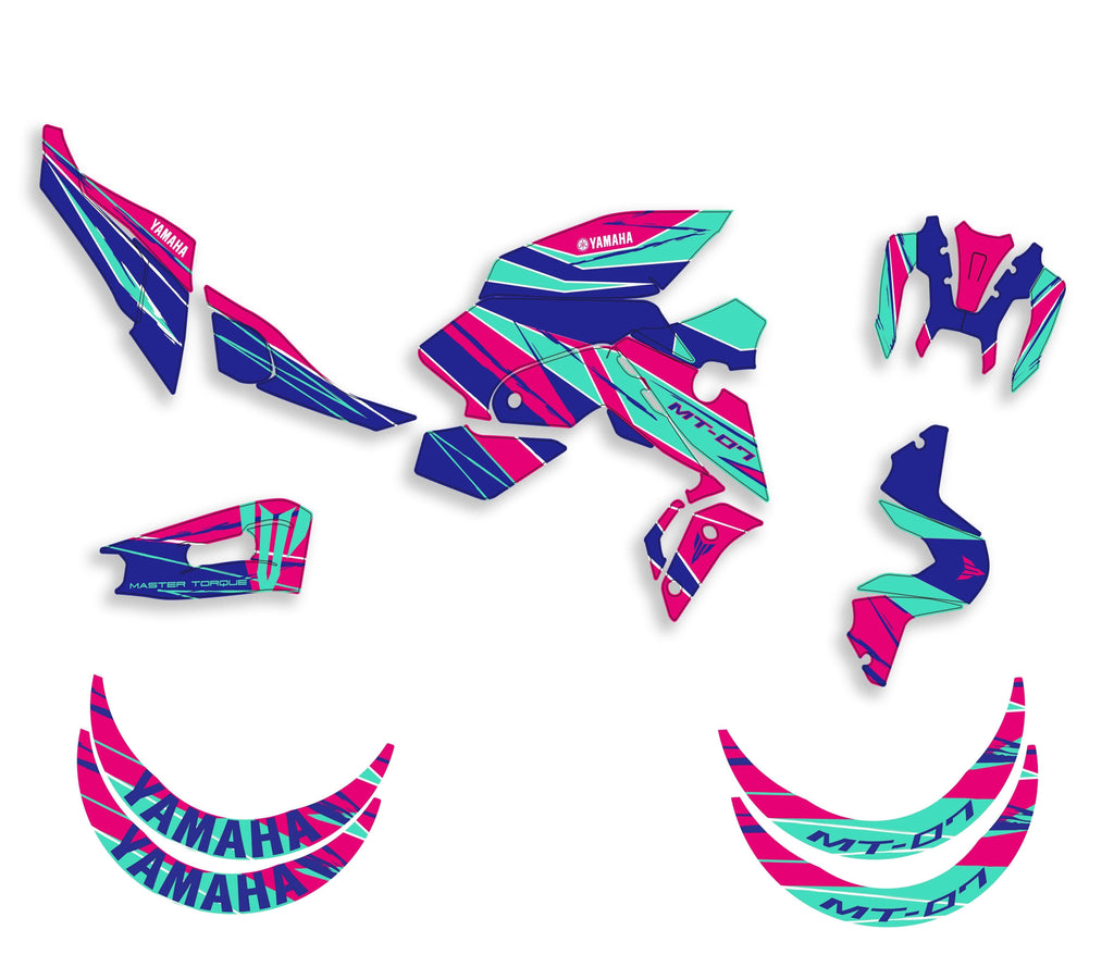 kit grafiche per mt 07 2021 - 2024 magenta ciano - Zamode