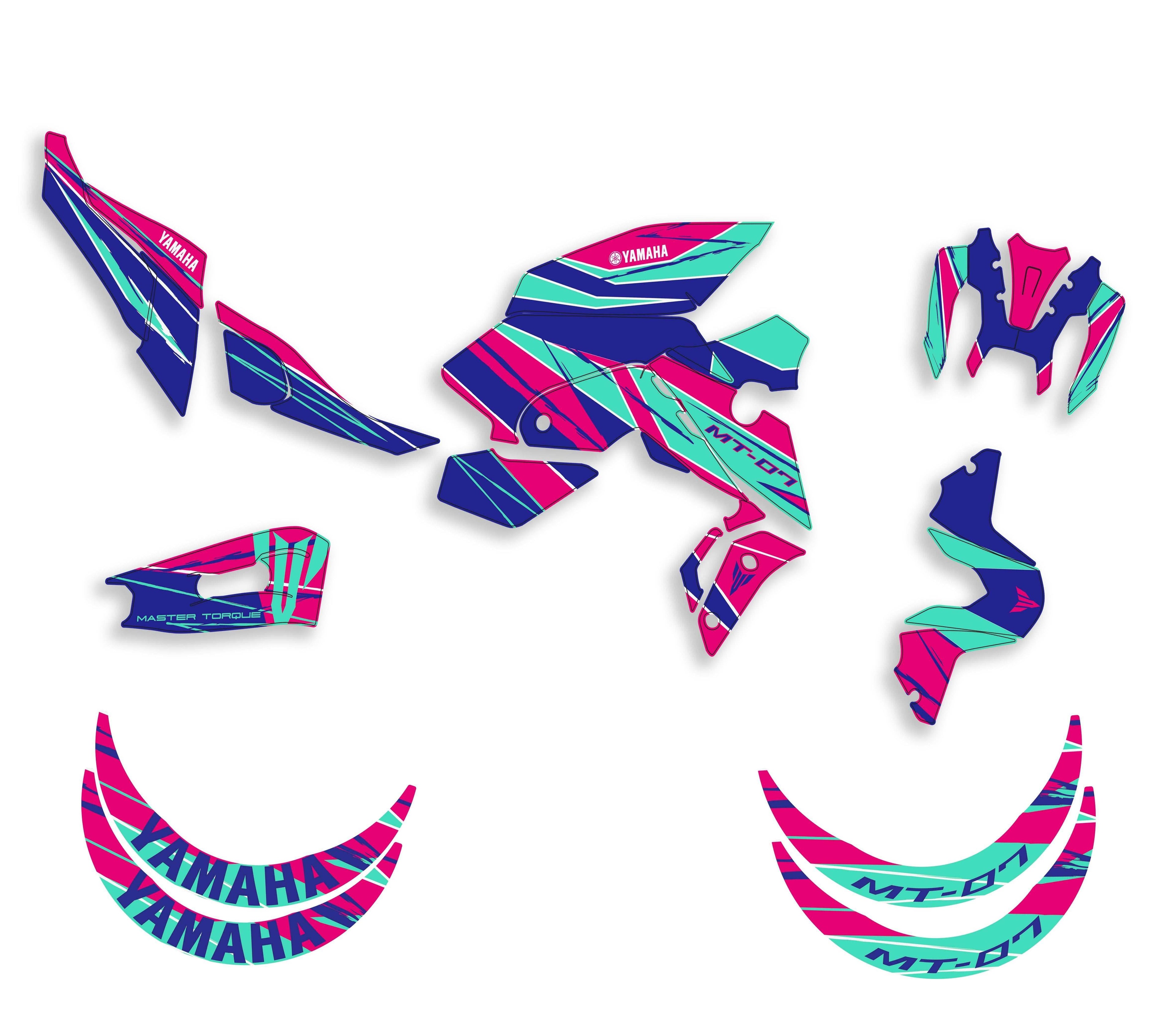 kit grafiche per mt 07 2021 - 2024 magenta ciano - Zamode