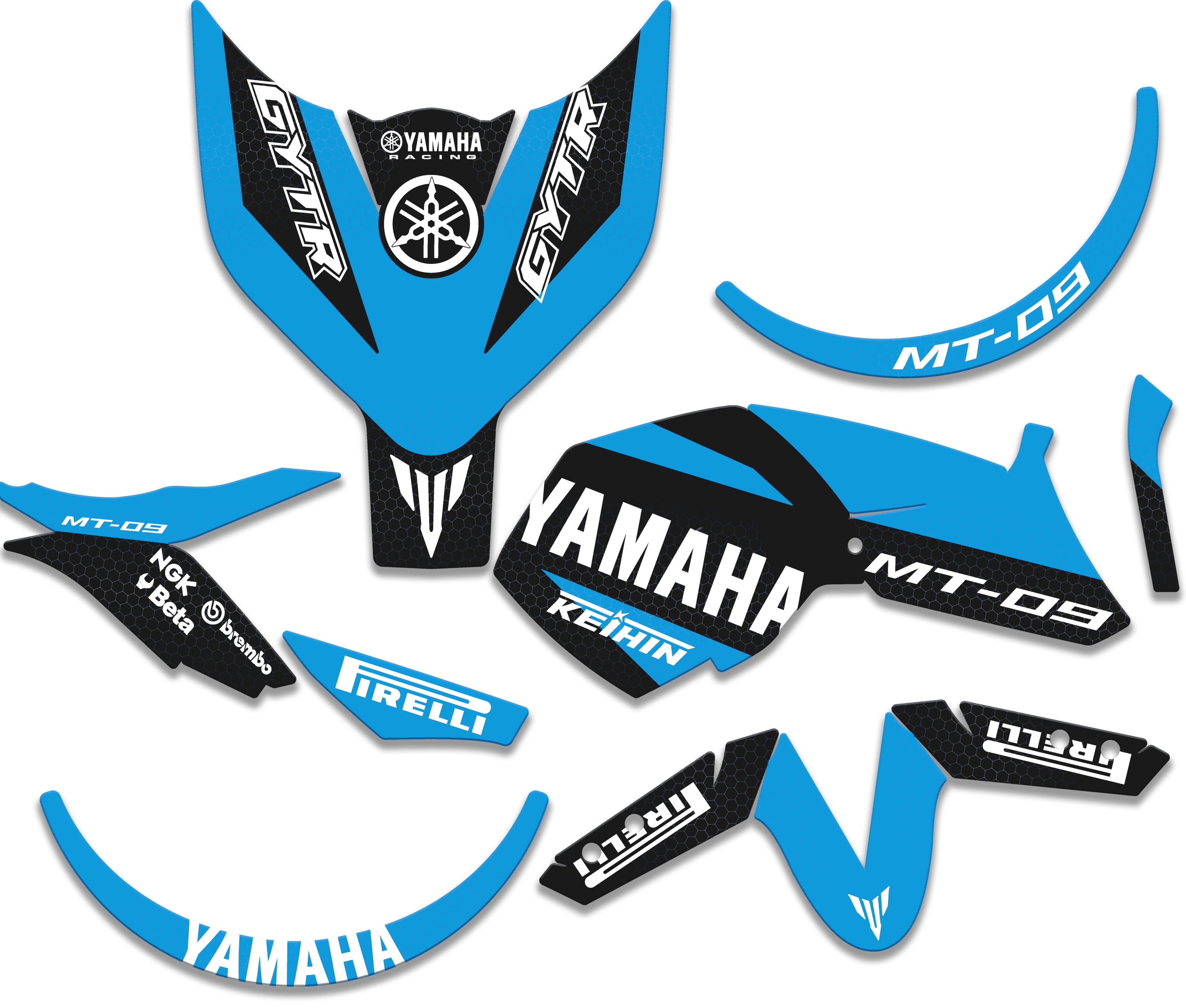 Graphic kit for MT 09 2013 - 2016 RACE CYAN