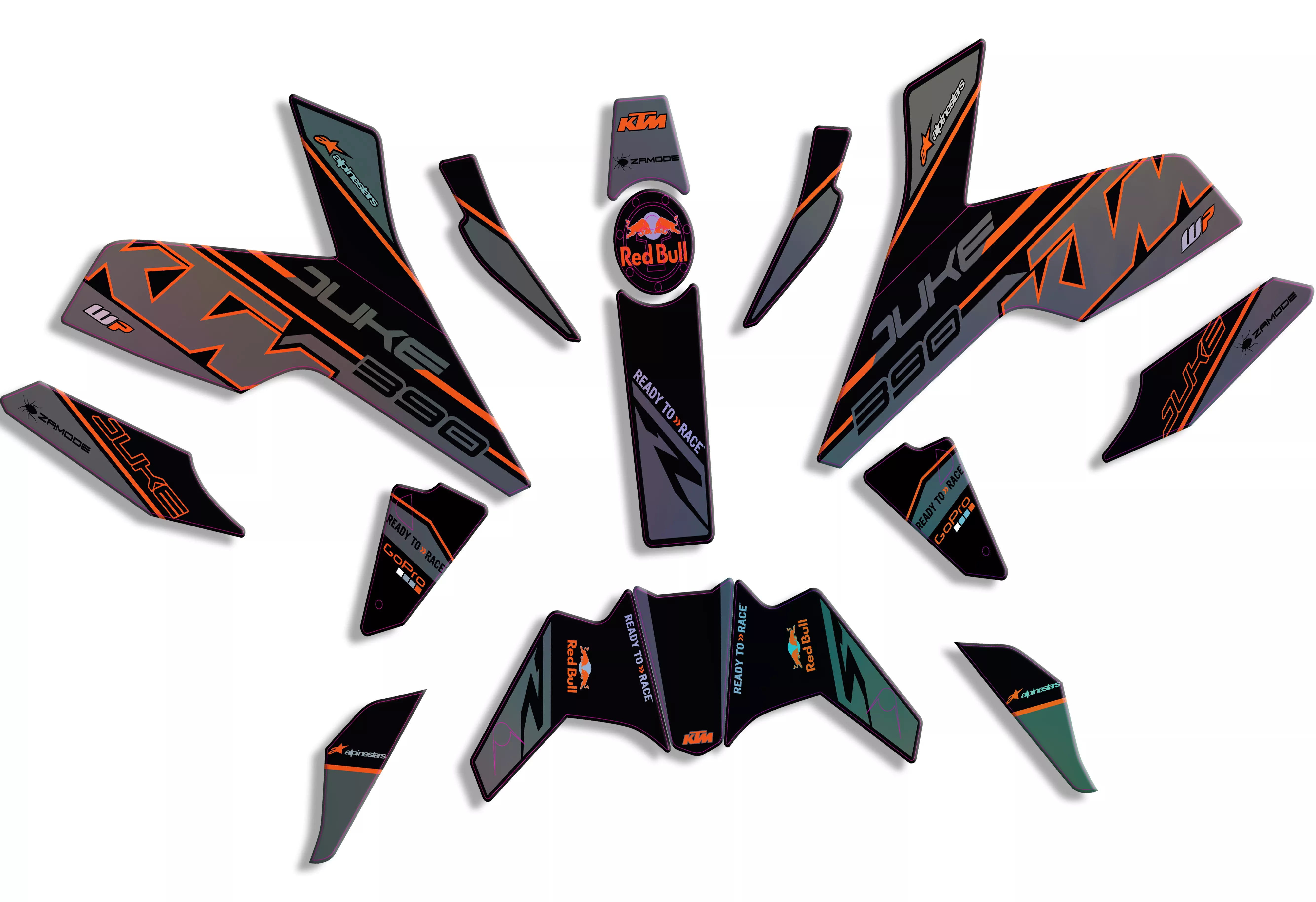 graphic kit for ktm duke 125 / 390 Artemis Black – Zamode