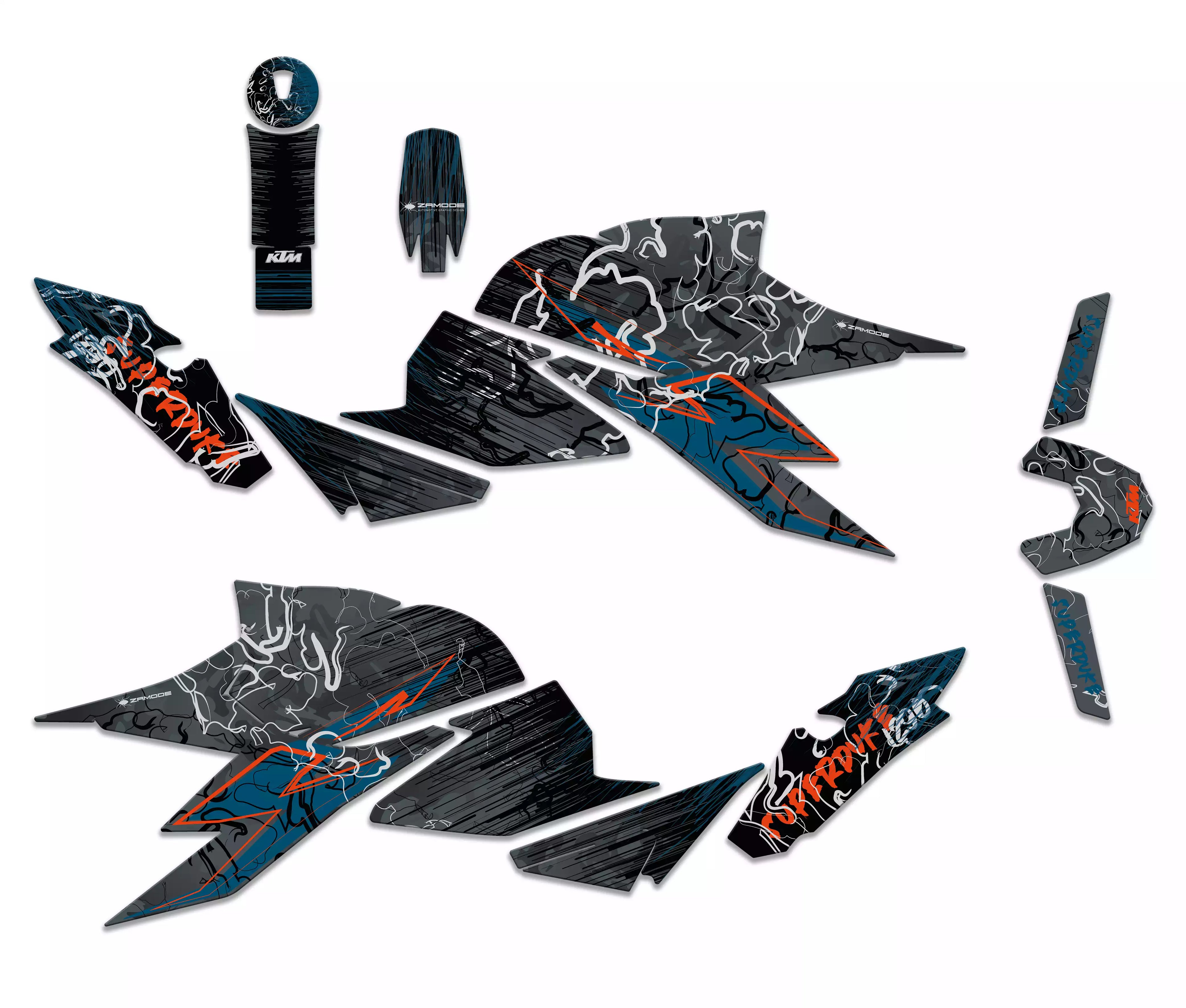 kit grafiche superduke 1290 r crazy gray orange